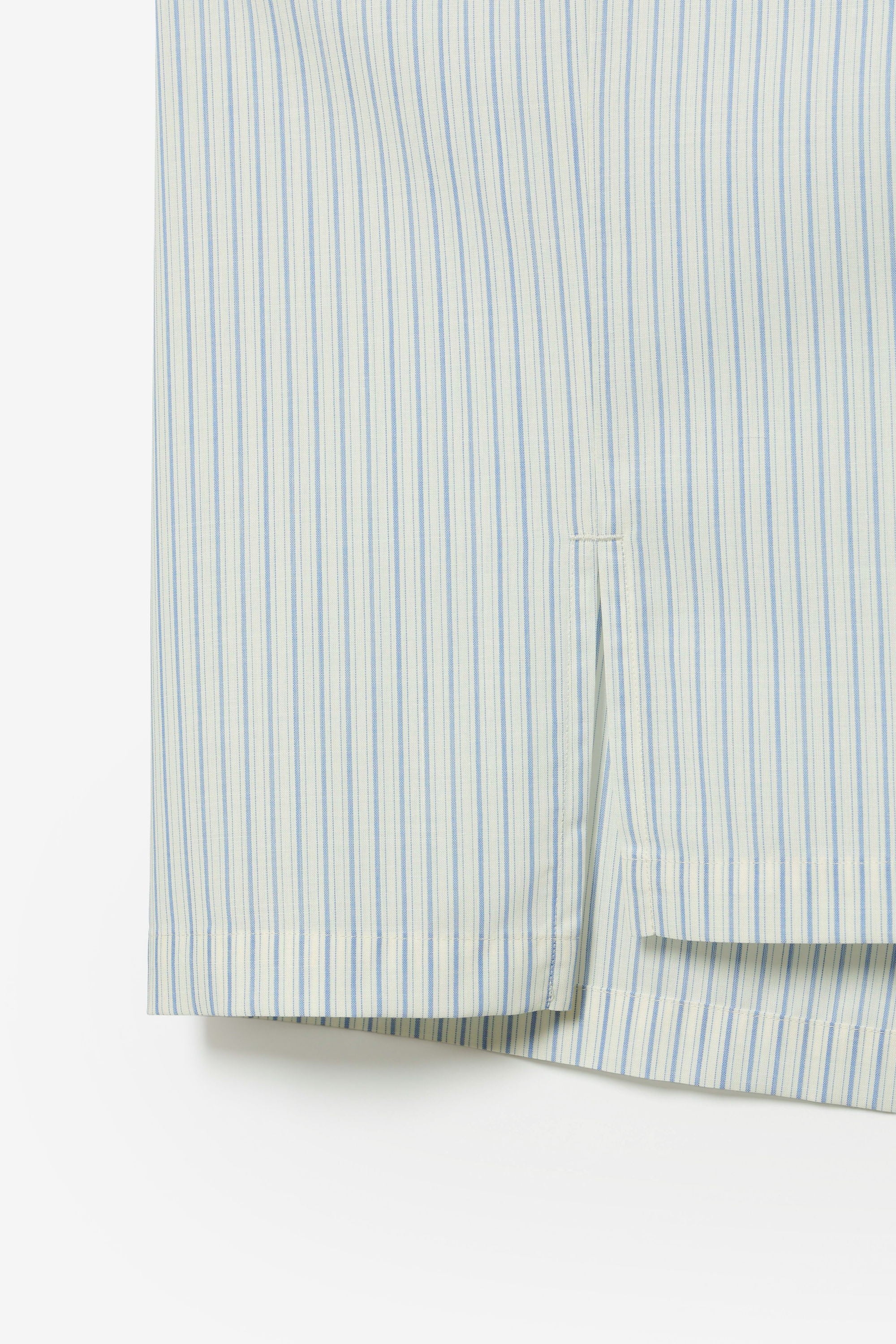 ウール/ポリエステル ストライプ オープンカラーS/S シャツ