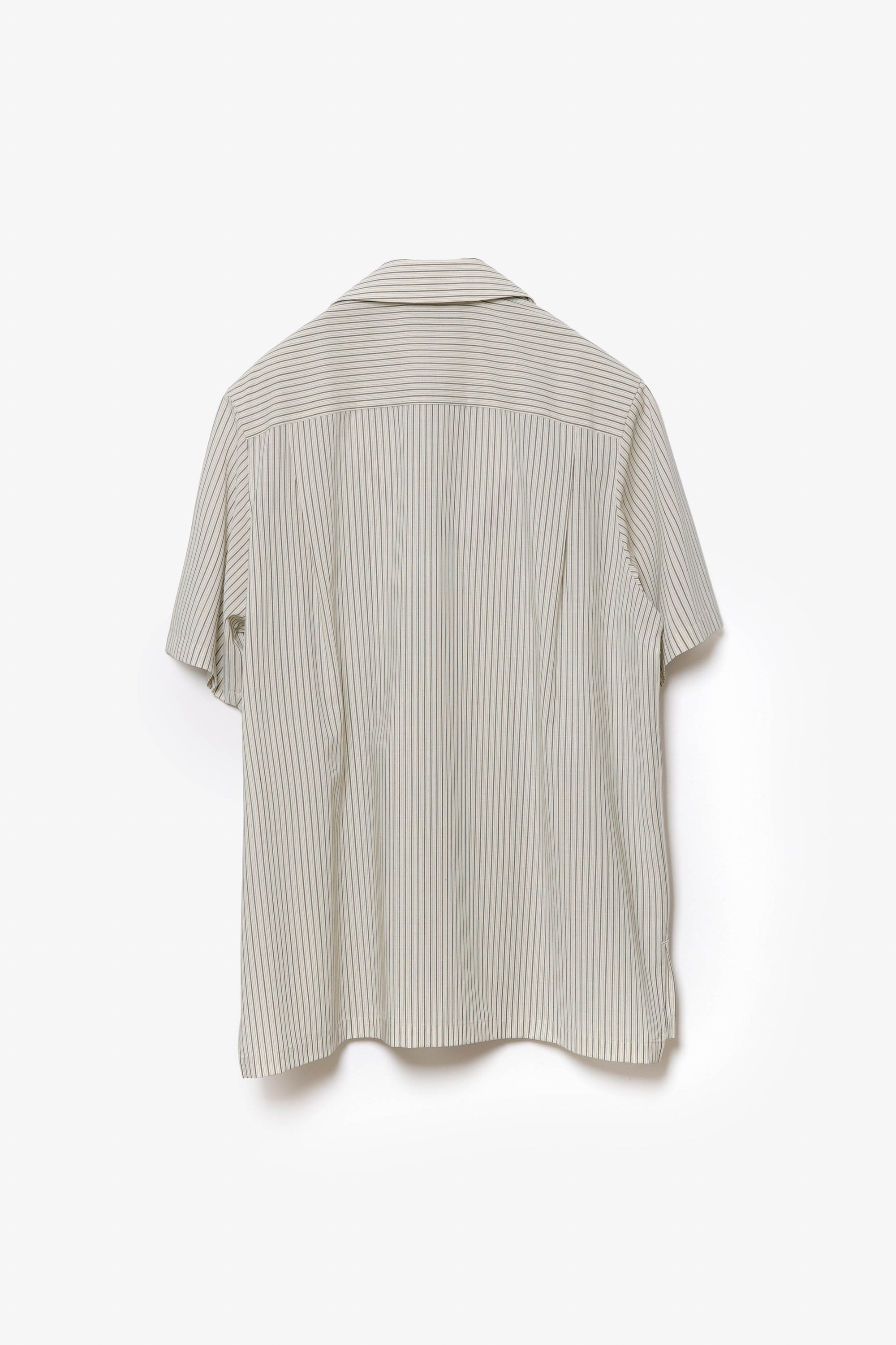 ウール/ポリエステル ストライプ オープンカラーS/S シャツ