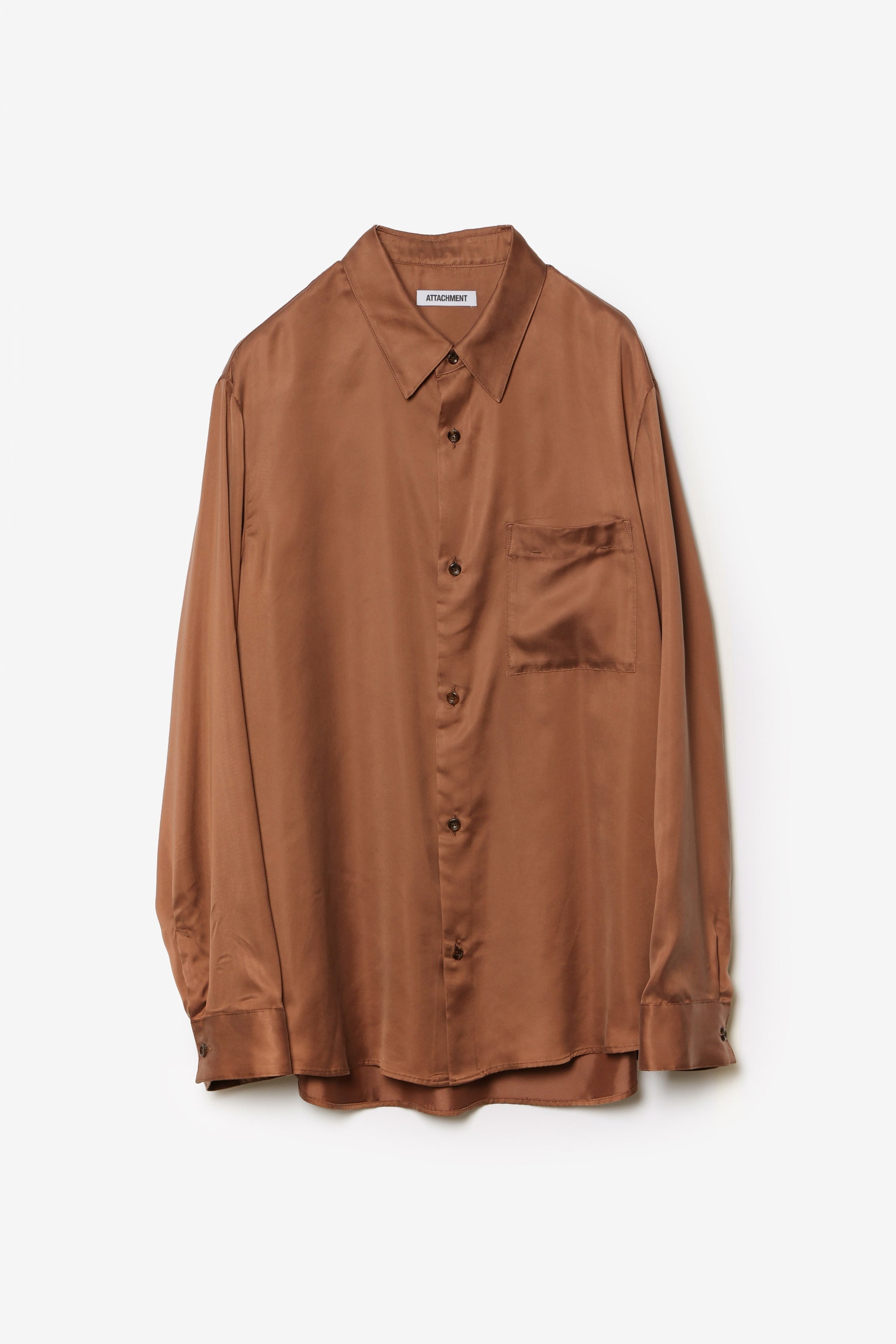 キュプラ/ポリエステル フィブリルサテン L/Sシャツ