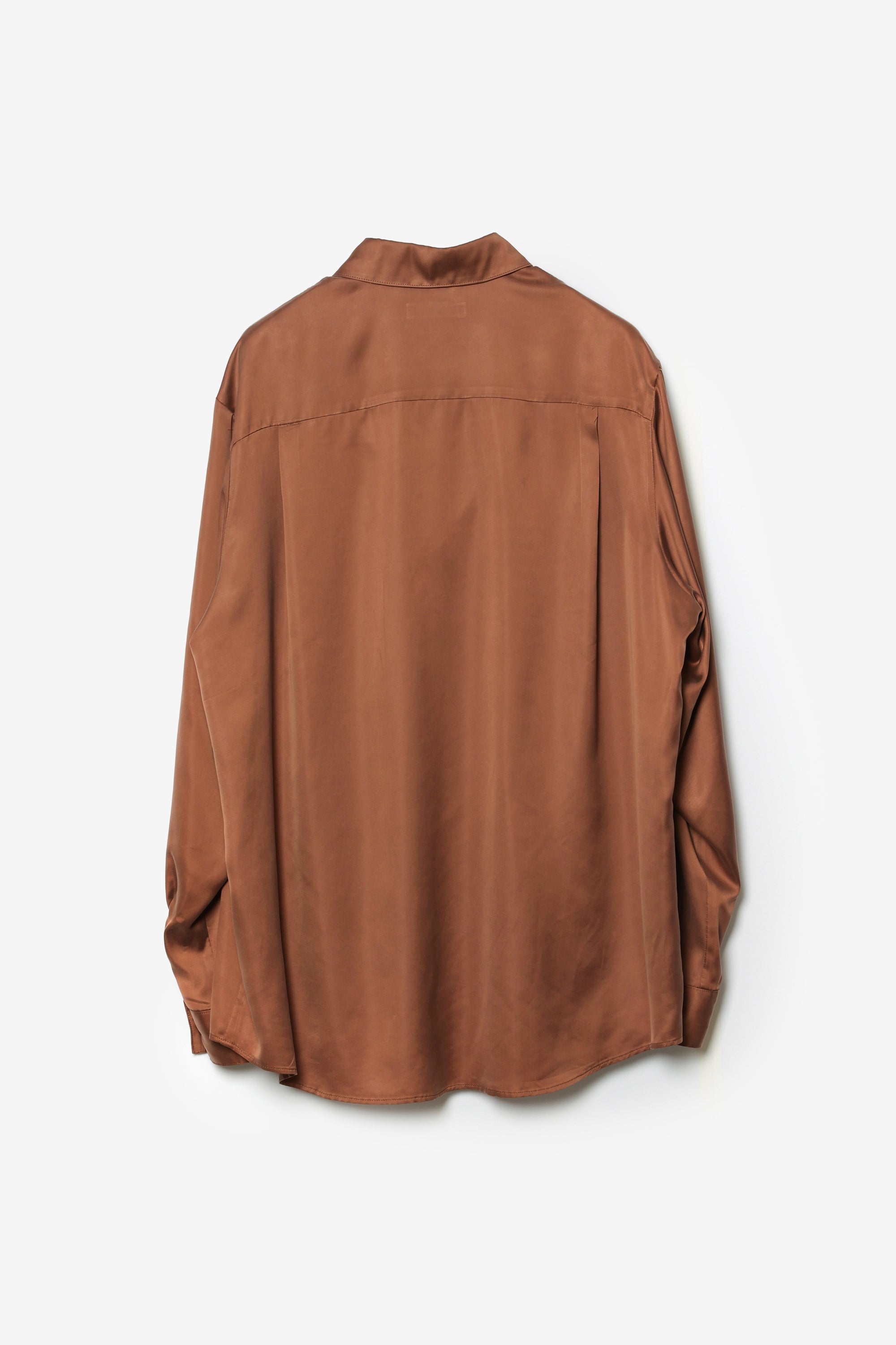 キュプラ/ポリエステル フィブリルサテン L/Sシャツ