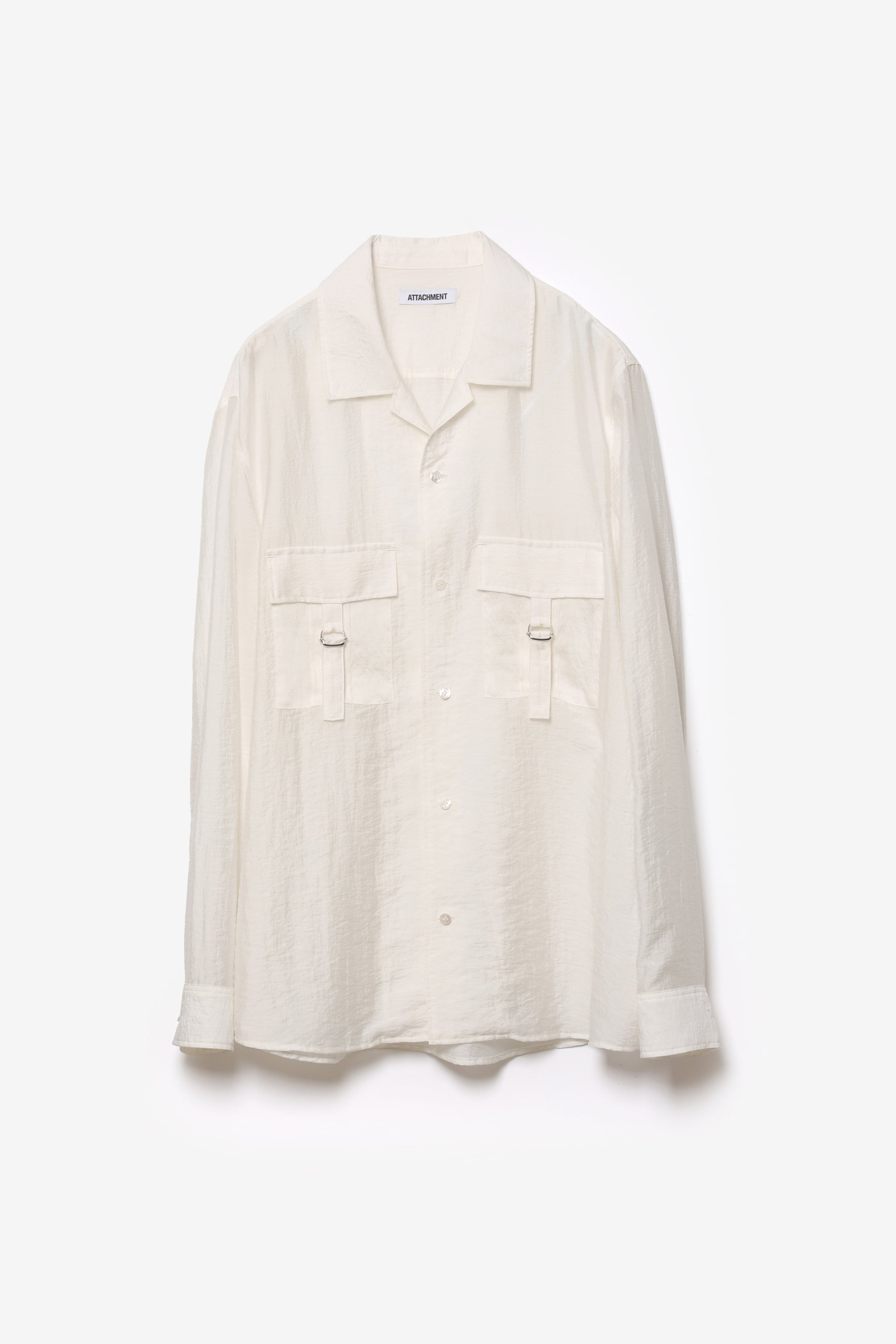 リヨセル/シルク ローン パッチポケットオープンカラーL/Sシャツ