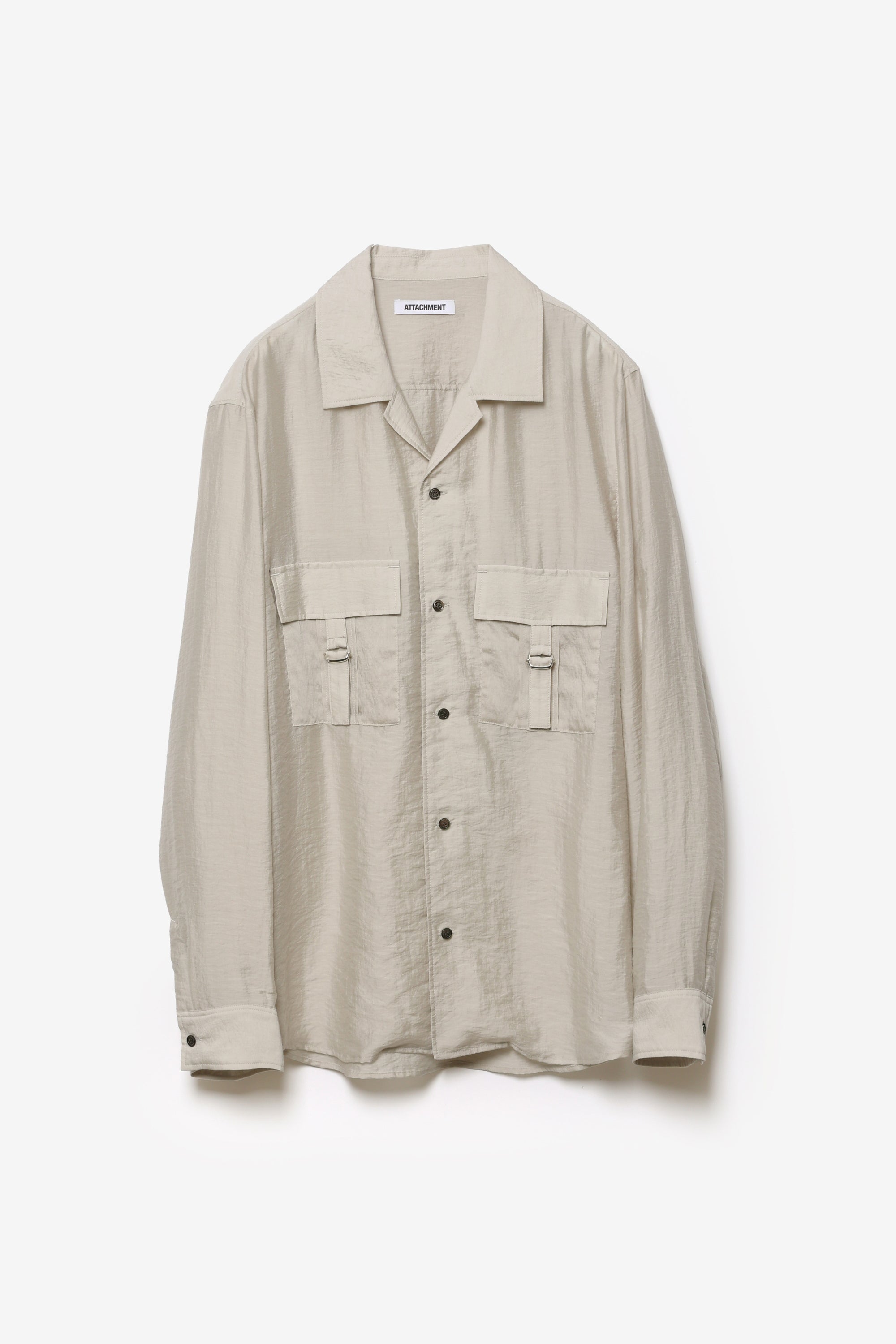 リヨセル/シルク ローン パッチポケットオープンカラーL/Sシャツ