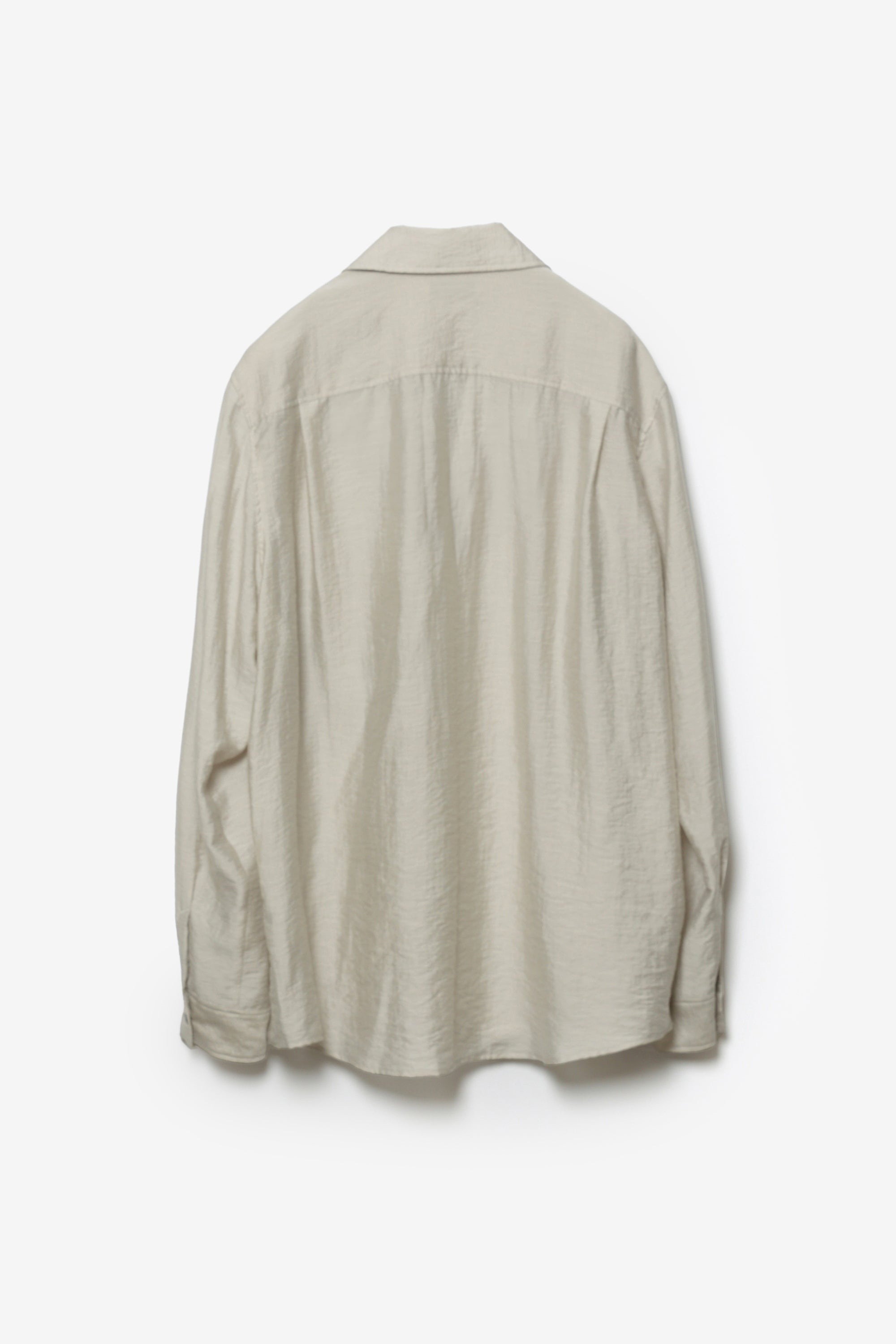 リヨセル/シルク ローン パッチポケットオープンカラーL/Sシャツ