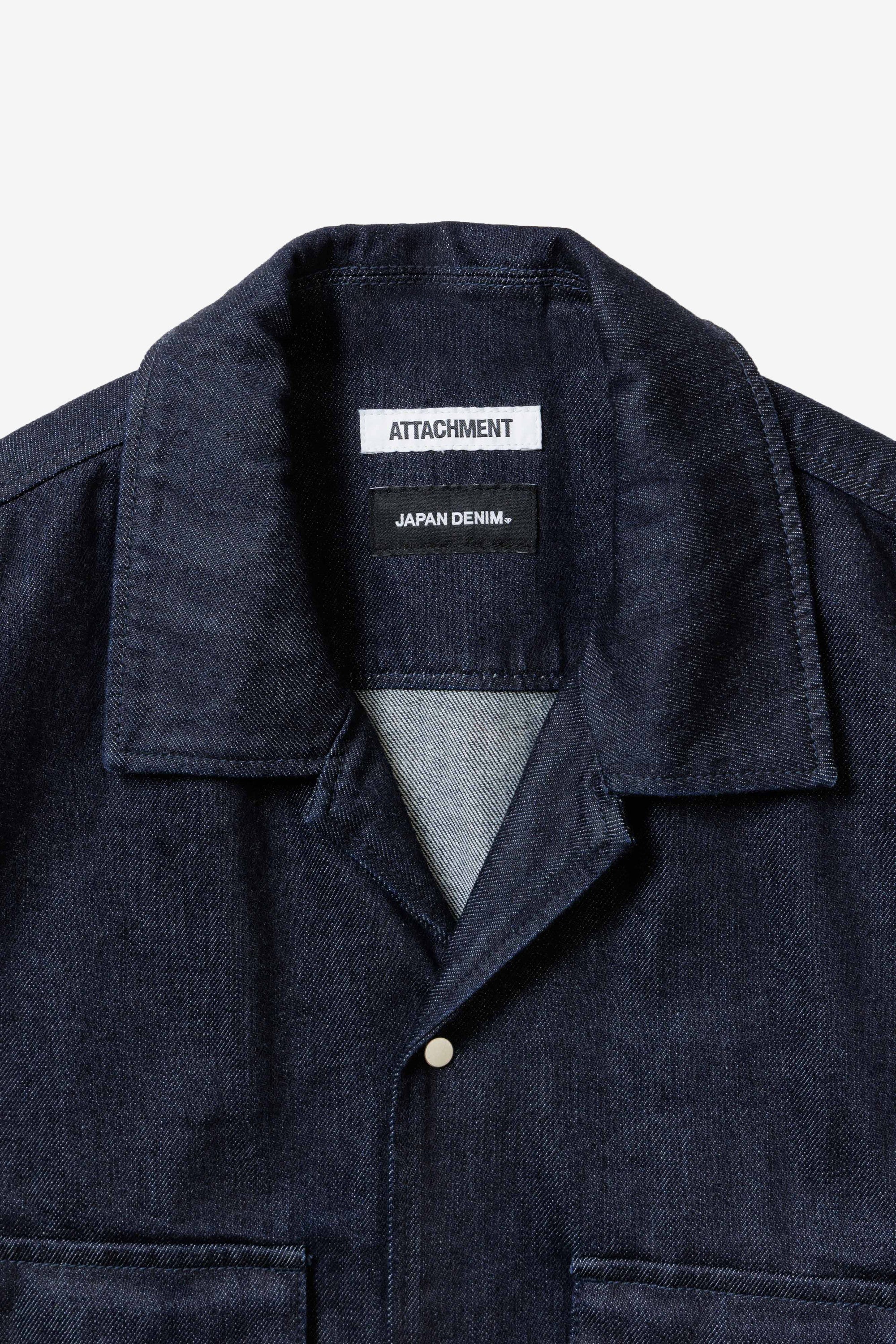 ATTACHMENT × JAPAN DENIM LEATHER STRAP ONEWASH SHIRT JACKET