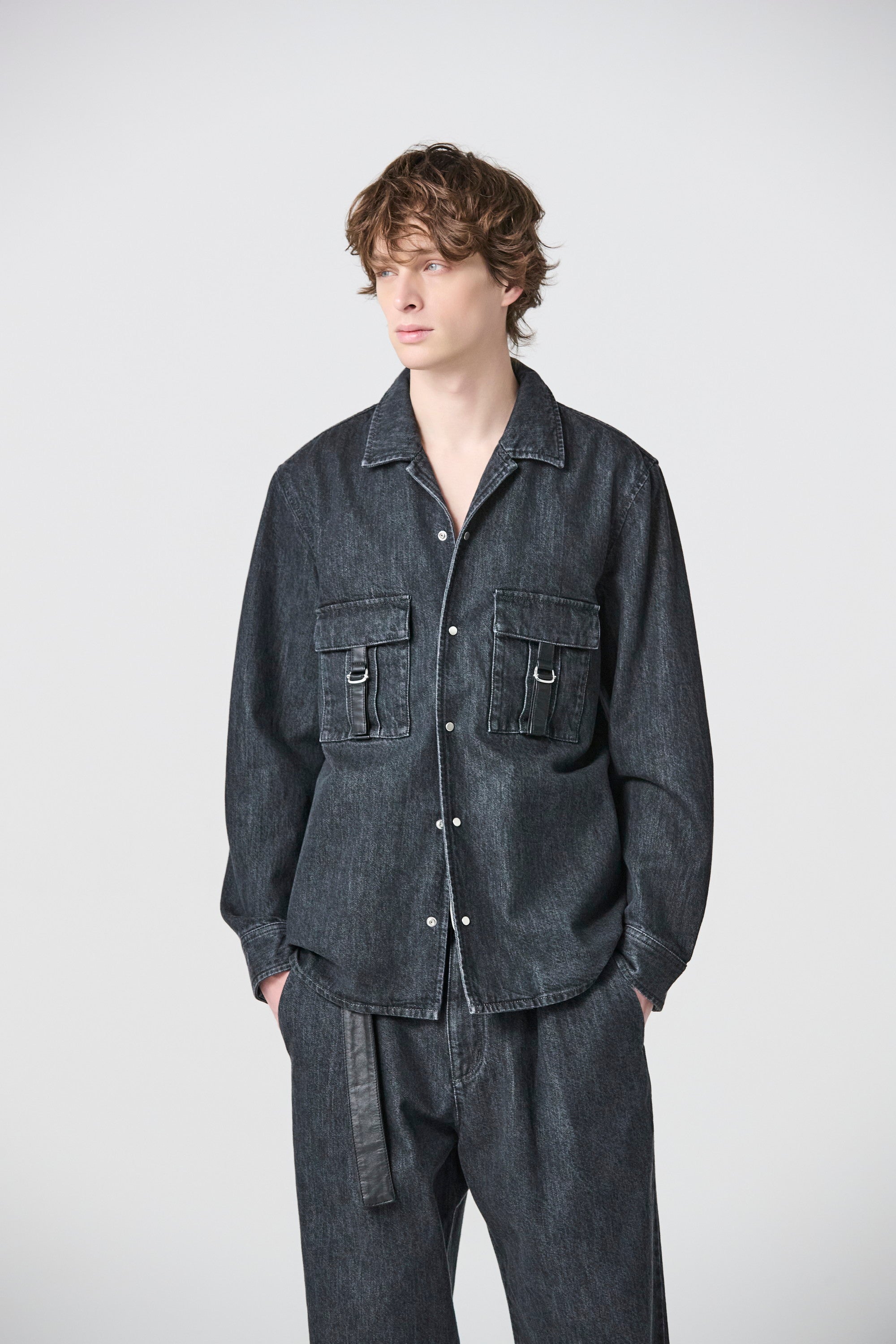 ATTACHMENT × JAPAN DENIM LEATHER STRAP VINTAGE SHIRT JACKET