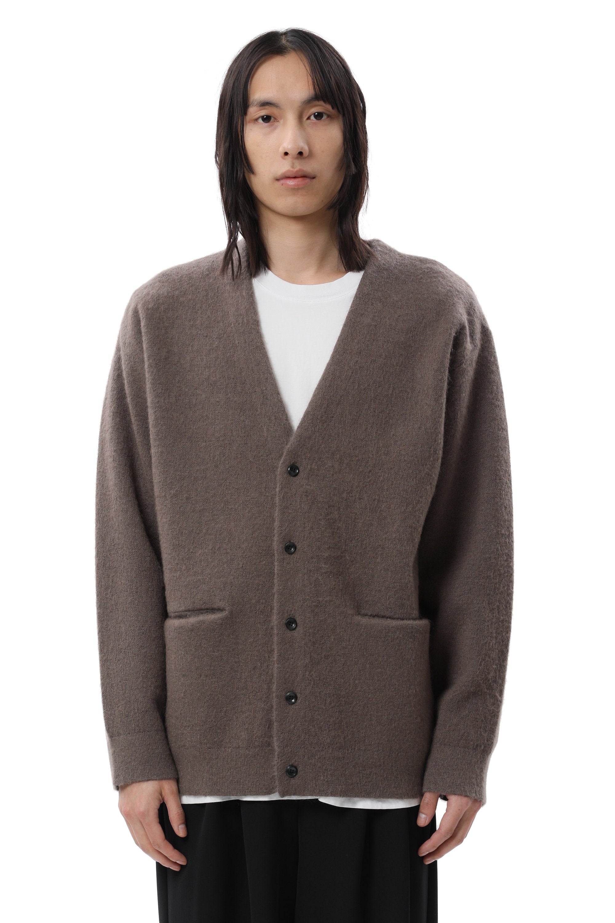 AK22-057 WO/NY MOHAIRｘPE DOUBLE FACE KNIT CARDIGAN