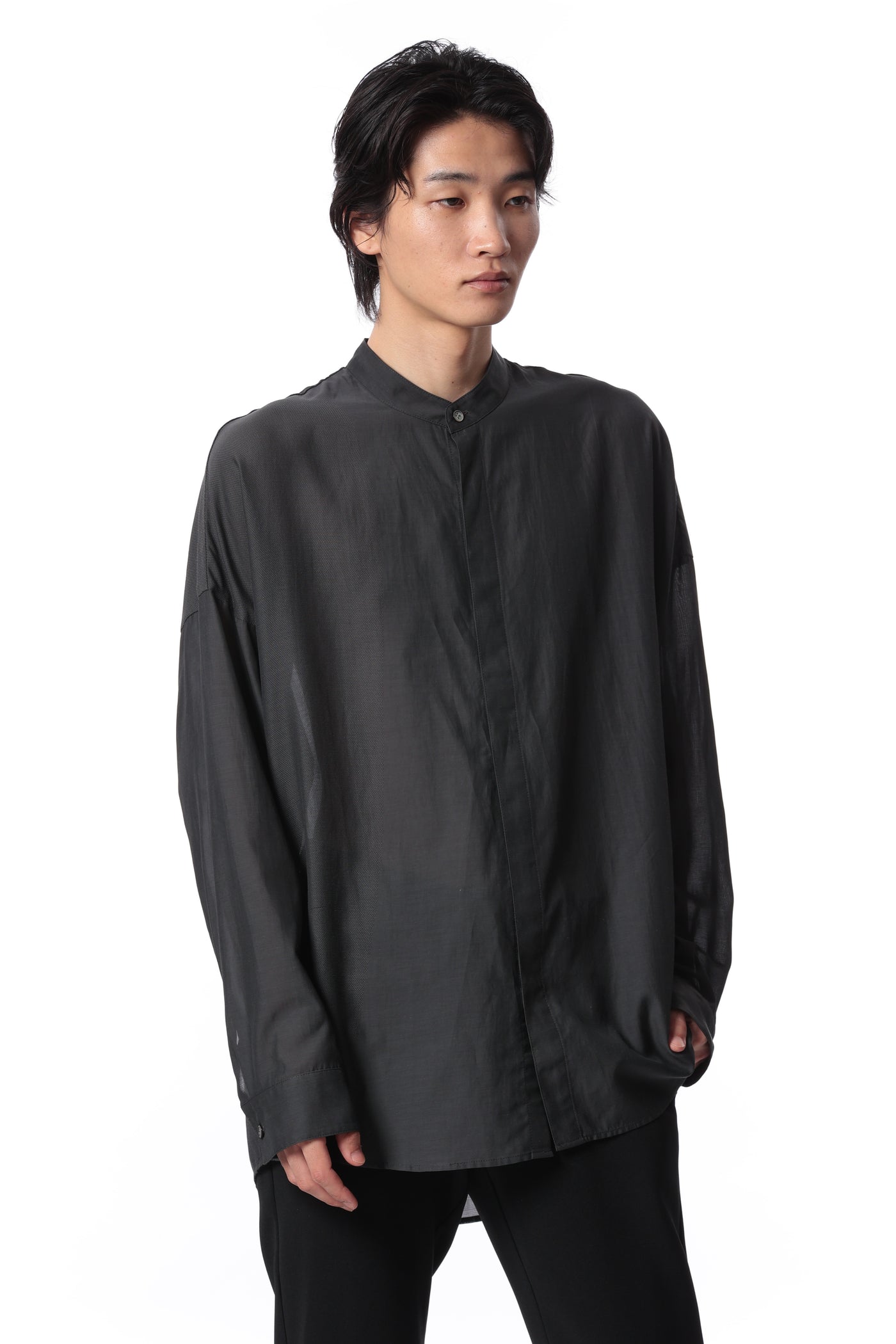 Released in February AS41-070 Rayon/Cotton Jacquard Oversized Band Collar Shirt L/S