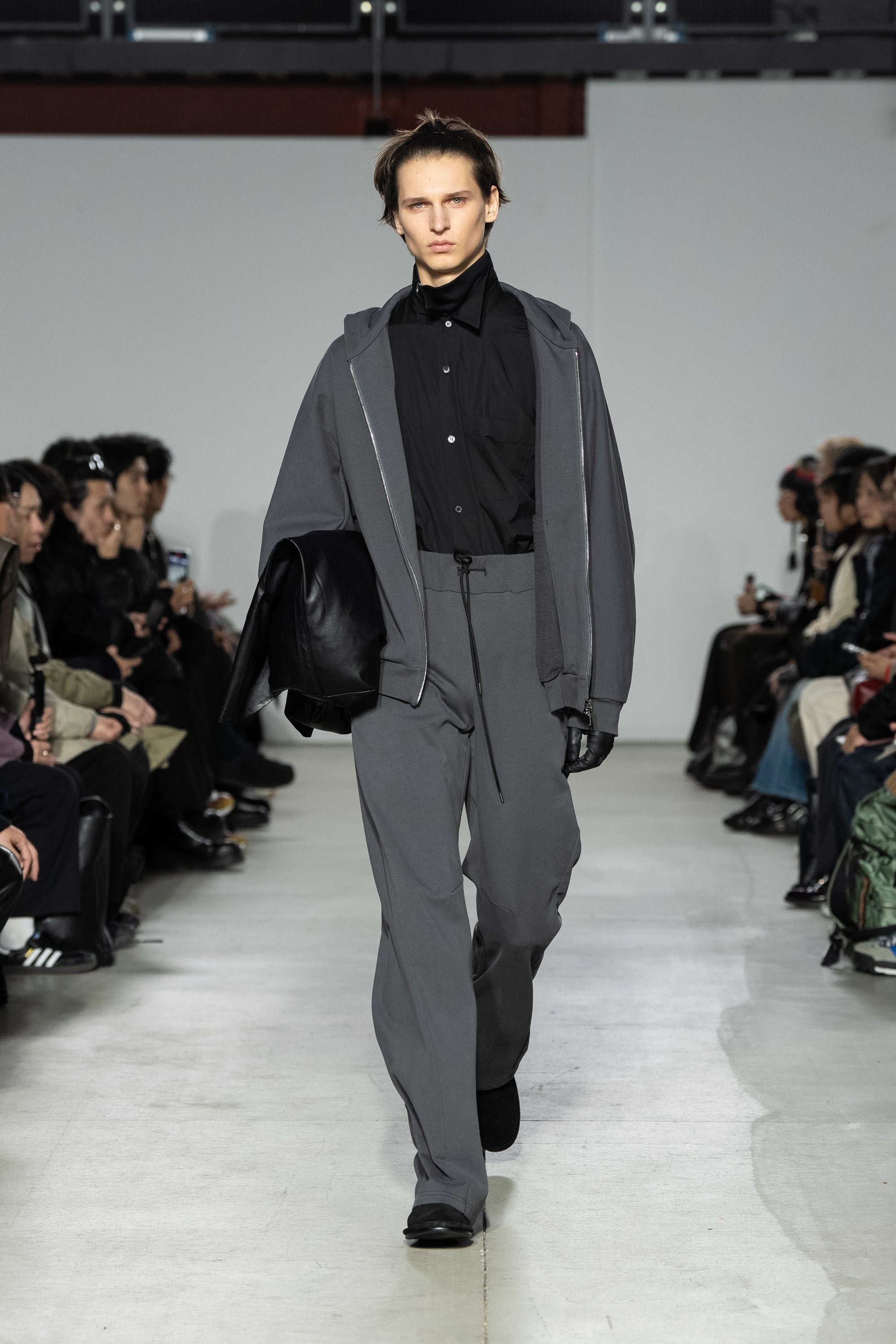 AJ52-051 コットンストレッチテリー オーバーサイズジップアップフーディ