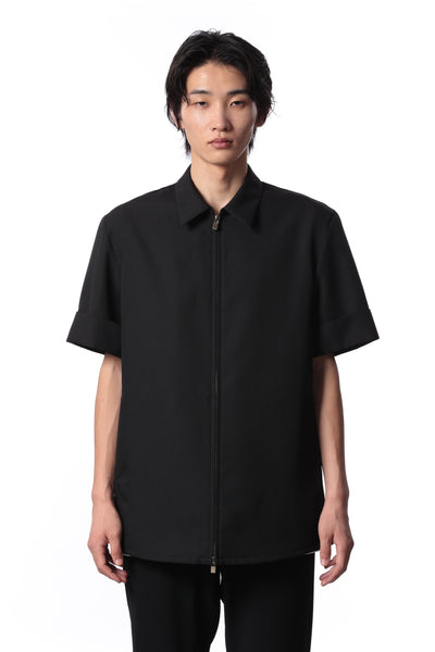 AS41-006 Polyester/wool gabardine zip-up shirt S/S