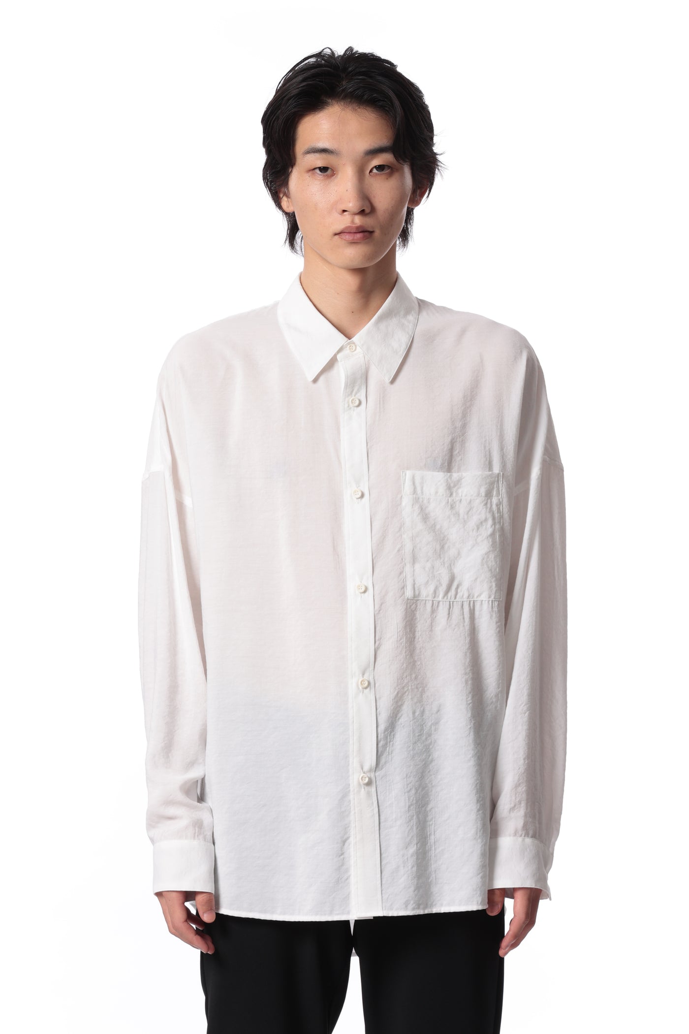AS41-012 レーヨン/ナイロンローン オーバーサイズシャツ