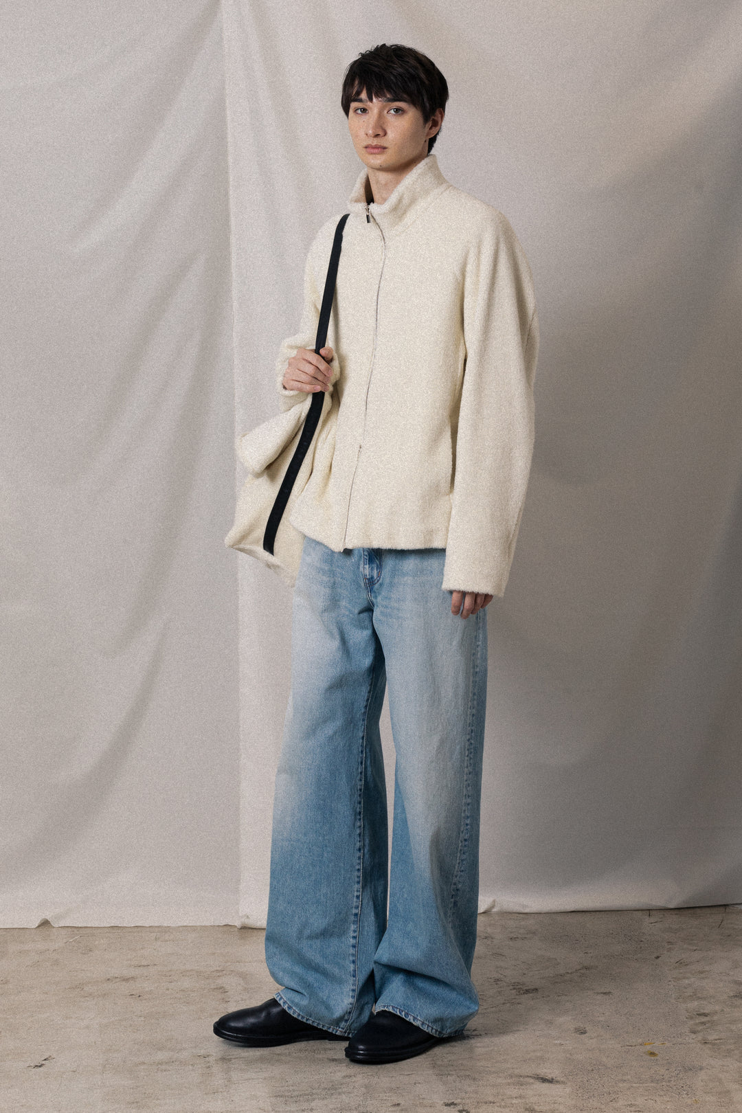 大きいサイズ46＊２３区 ペルー産アルパカ ボア ブルゾン＊自由区ICB組曲 セール】WO/ALPACA ボア ジップアップブルゾン / WO/ALPACA BOA ZIP UP