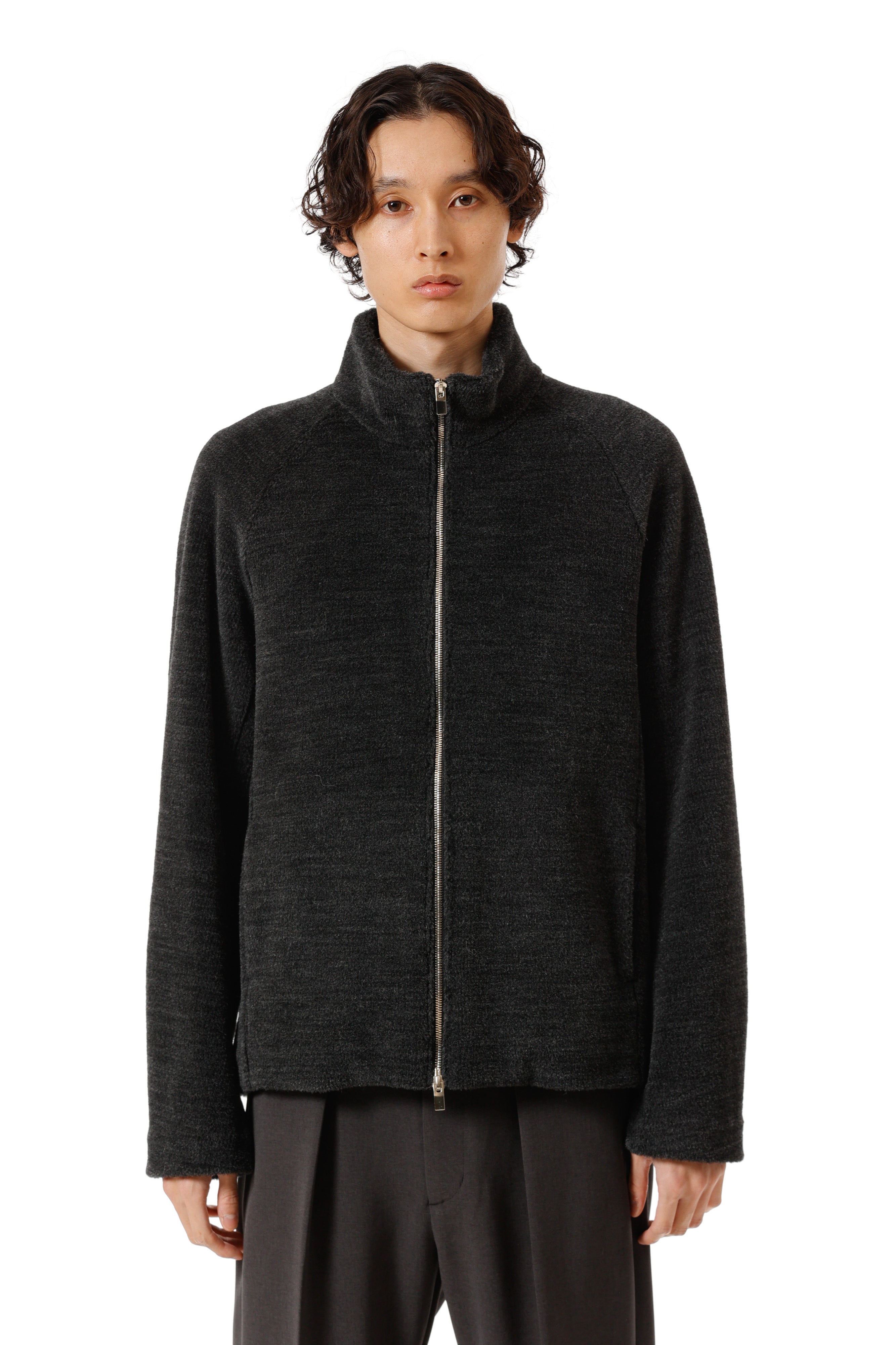 AB52-028 ウールアルパカボア ジップアップブルゾン