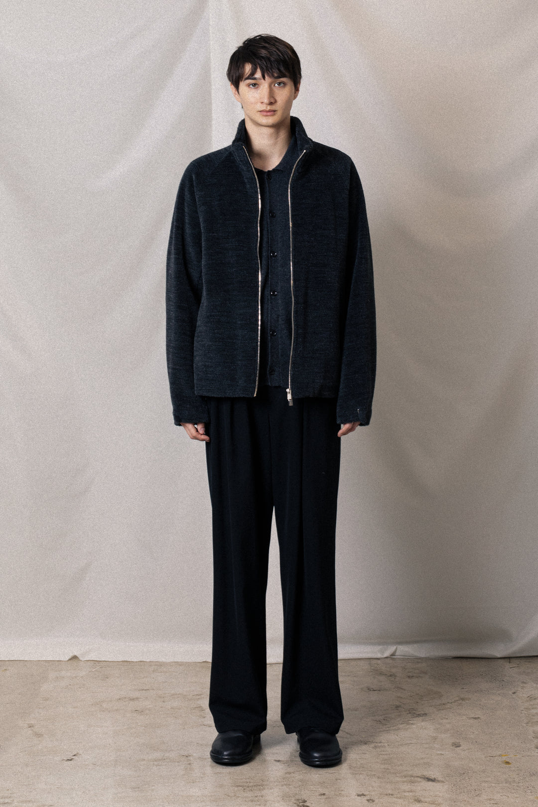 AB52-028 ウールアルパカボア ジップアップブルゾン