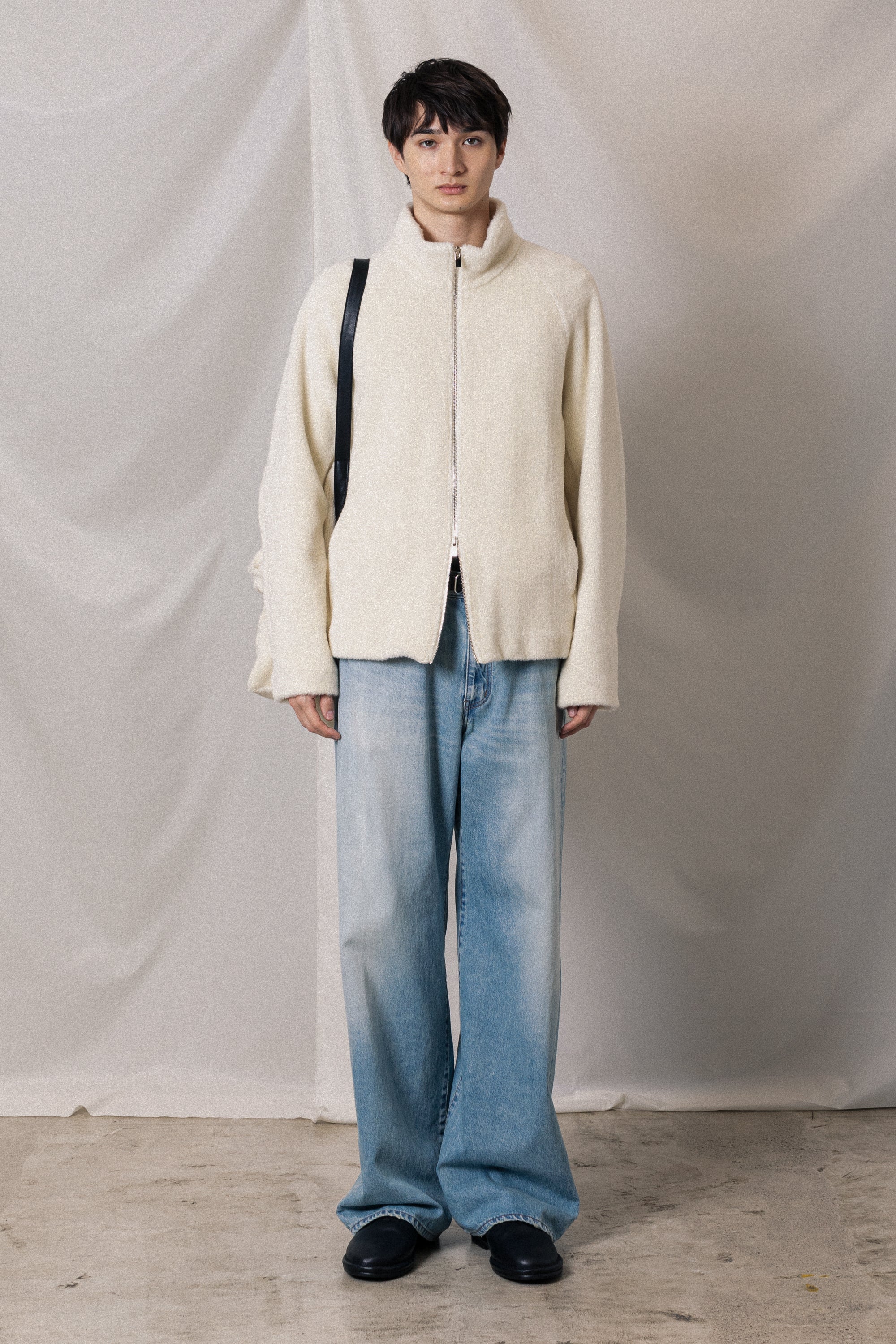 AB52-028 ウールアルパカボア ジップアップブルゾン