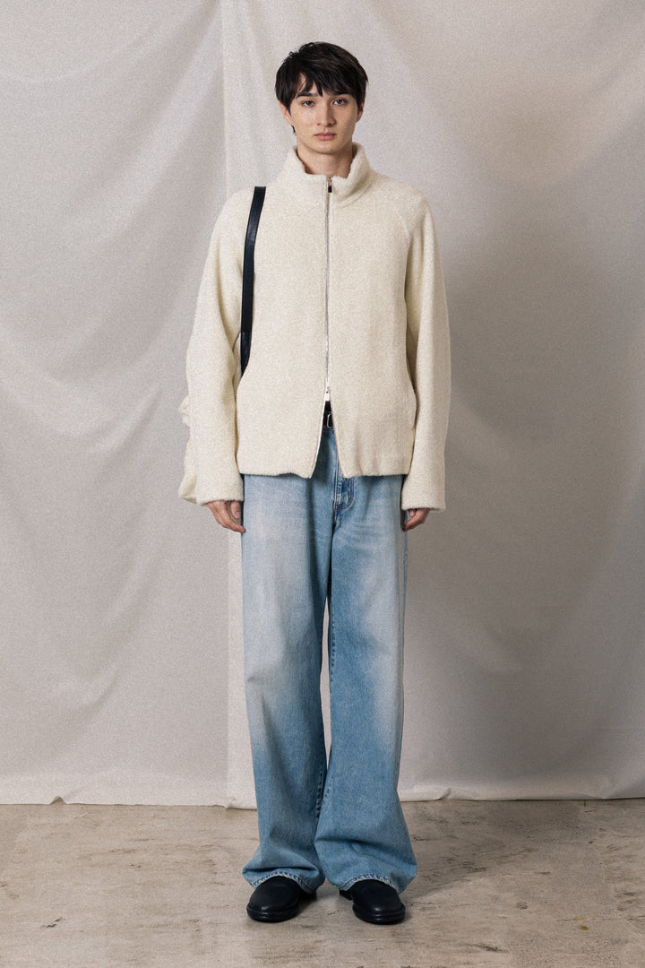 AB52-028 ウールアルパカボア ジップアップブルゾン