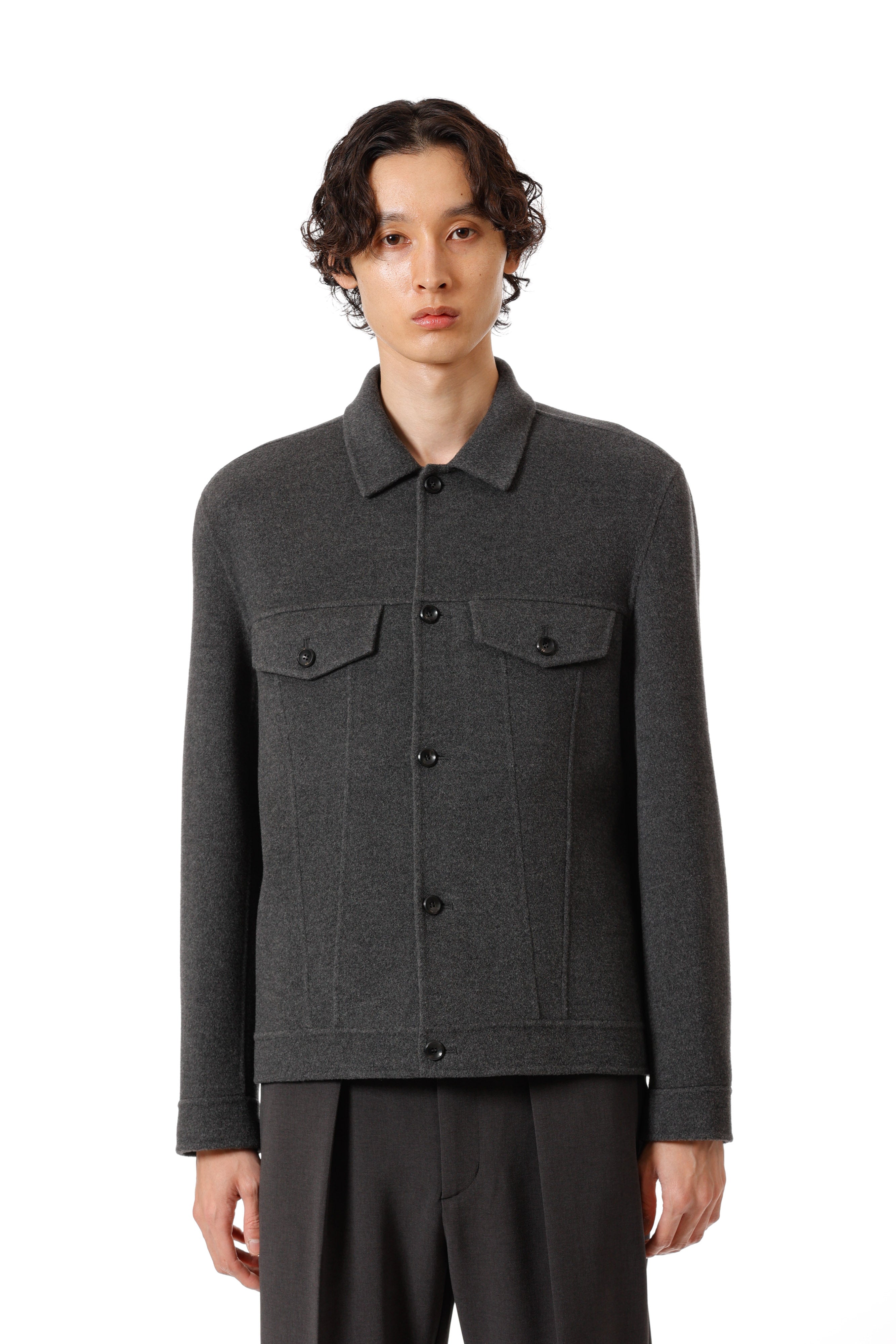 AB52-039 ウール/カシミヤダブルフェイスビーバー トラッカージャケット