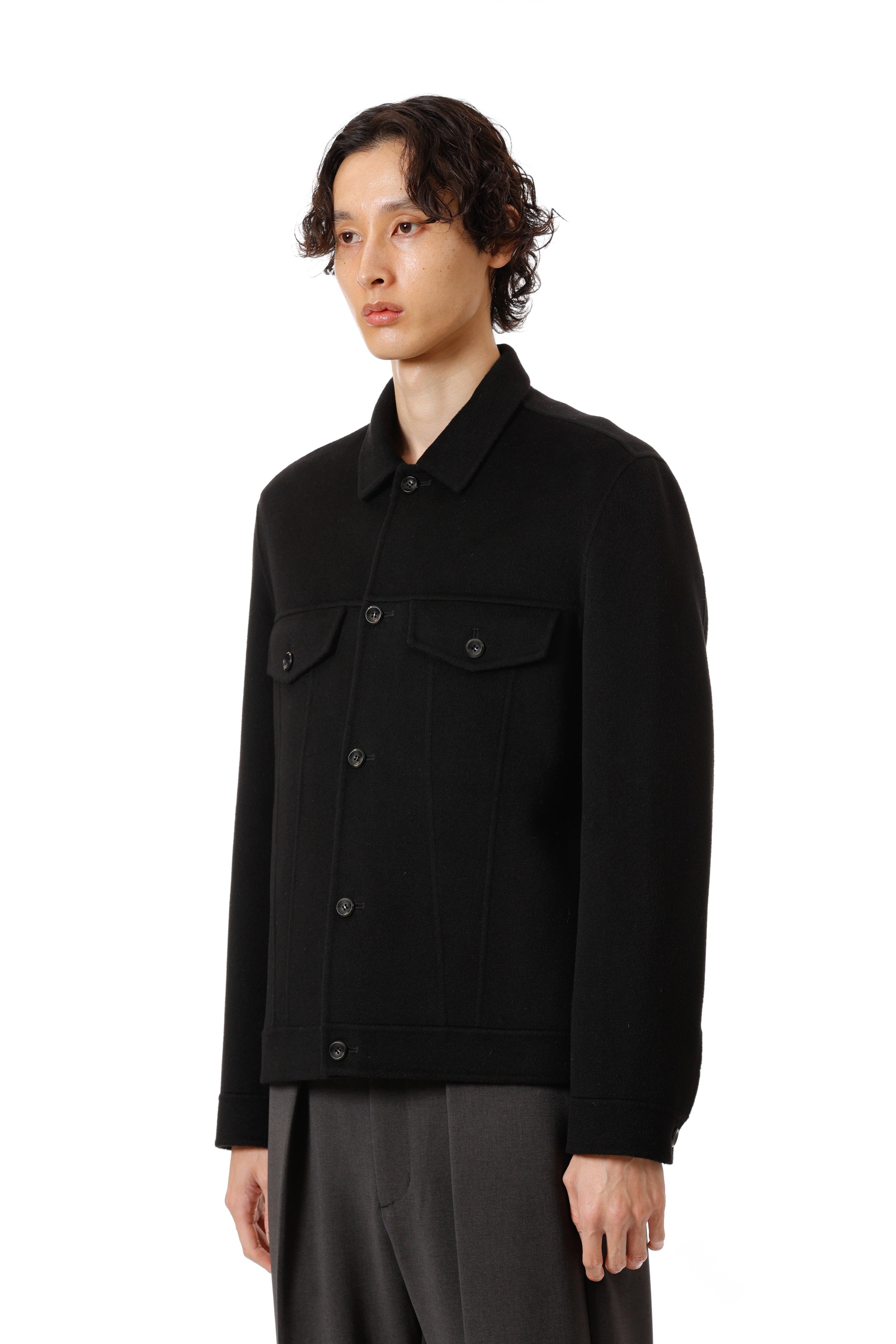 AB52-039 ウール/カシミヤダブルフェイスビーバー トラッカージャケット