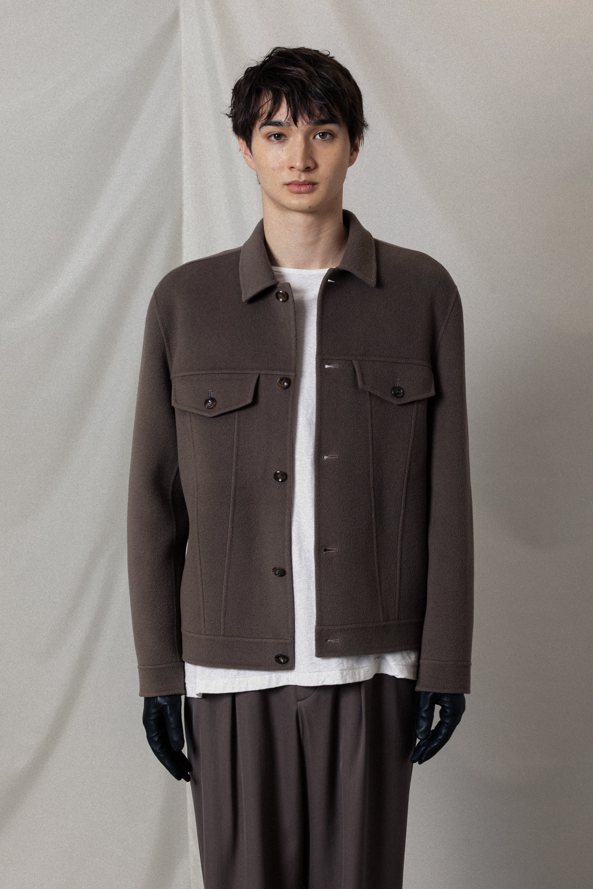 AB52-039 ウール/カシミヤダブルフェイスビーバー トラッカージャケット