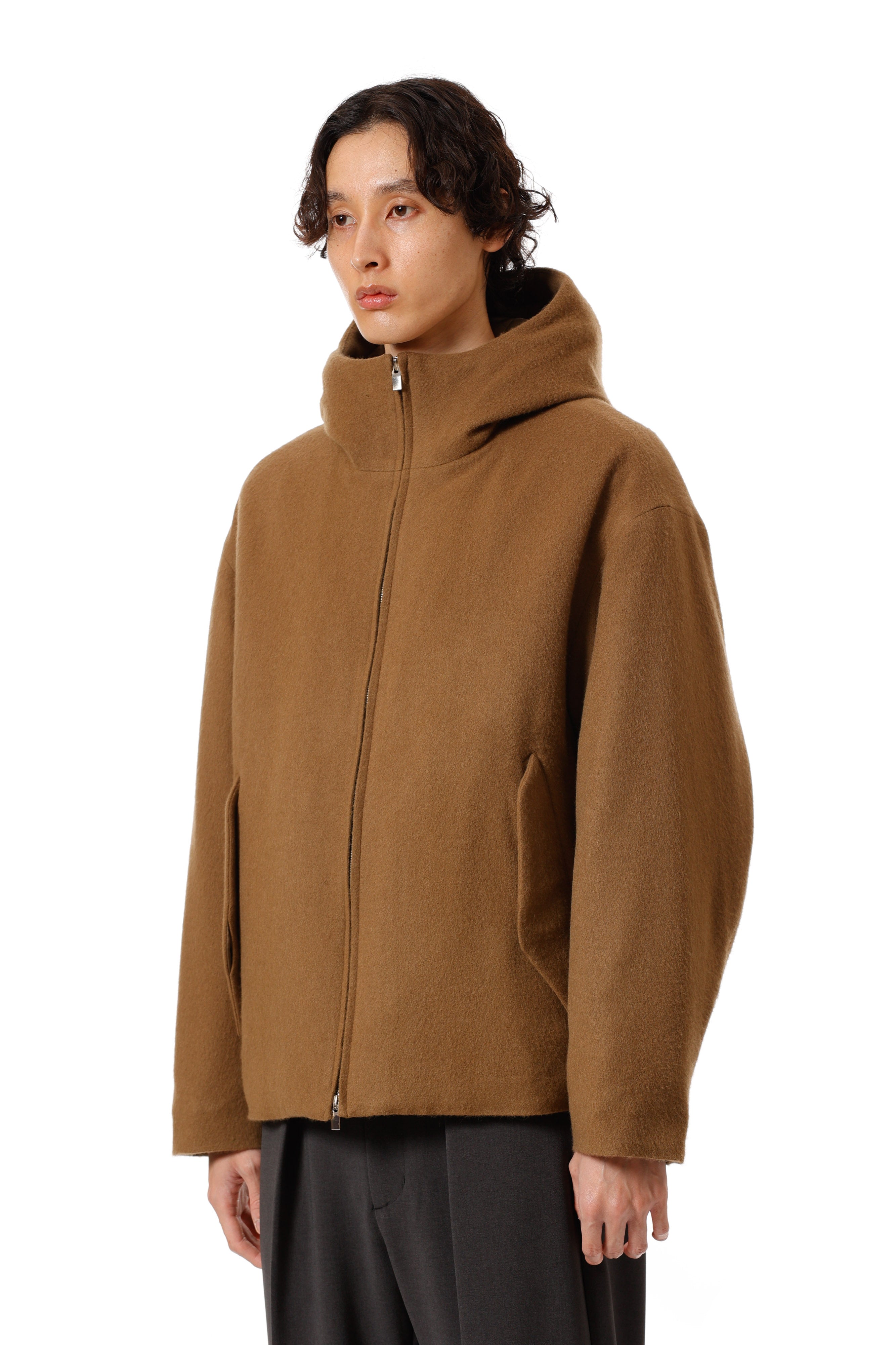 AB52-043 ウールシャギー パディングフードジャケット