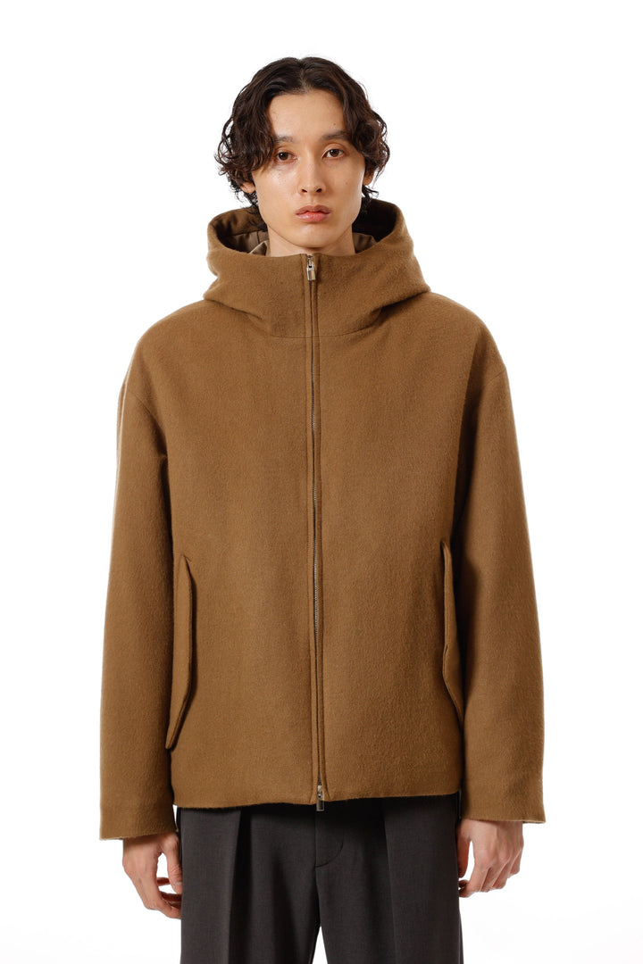 AB52-043 ウールシャギー パディングフードジャケット