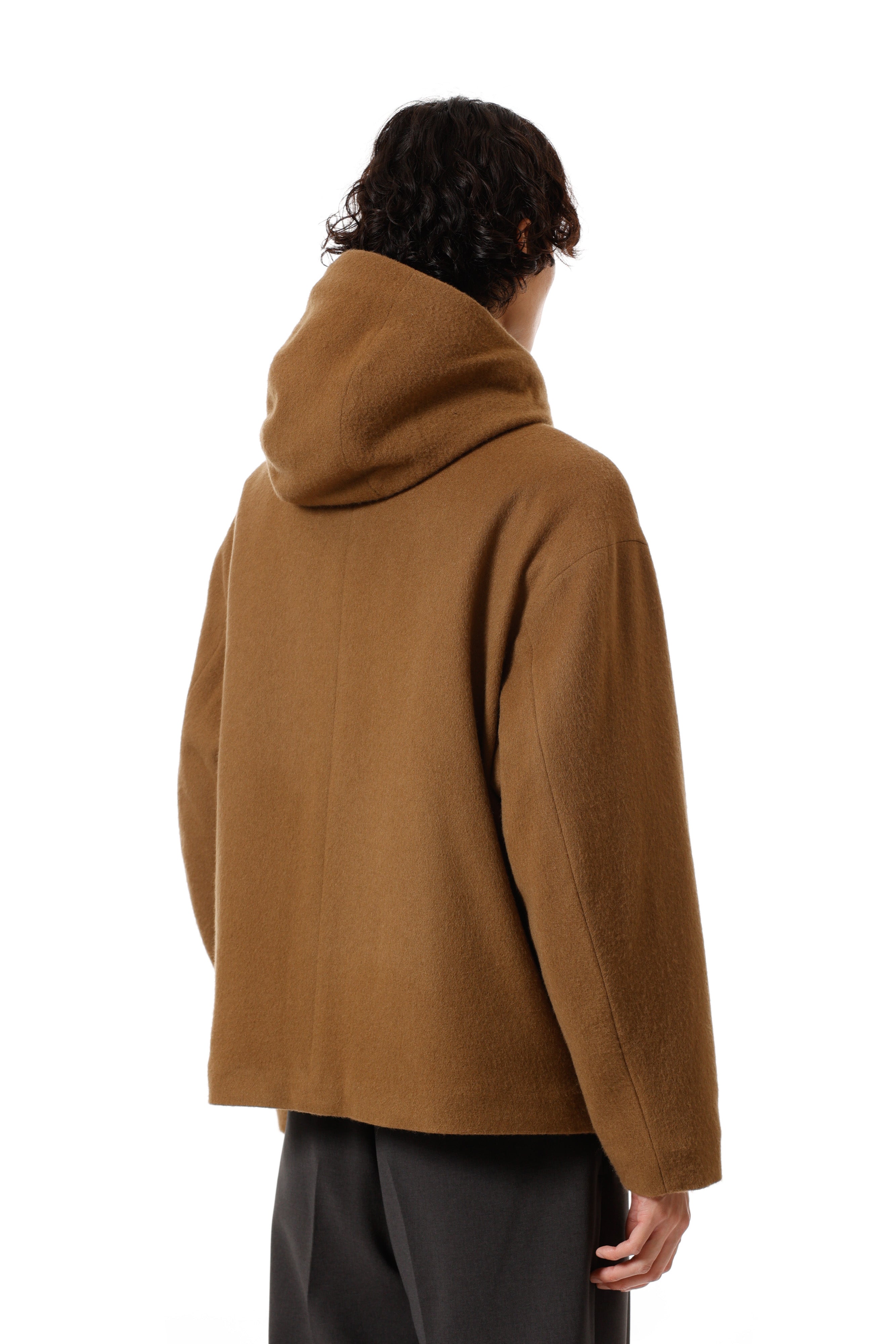 AB52-043 ウールシャギー パディングフードジャケット