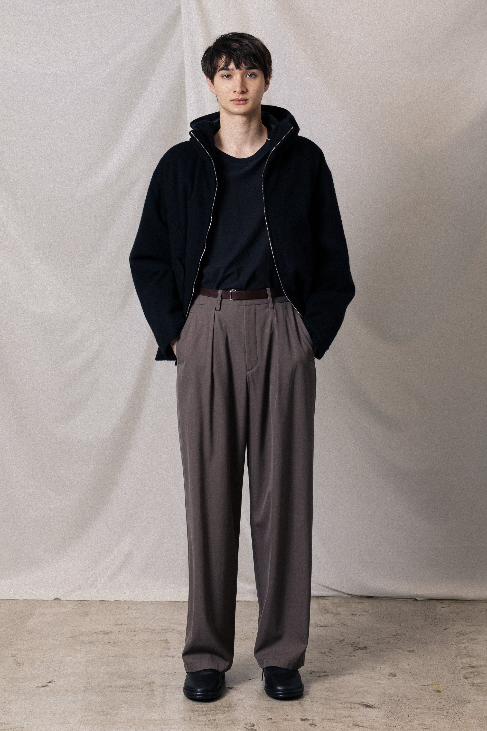 AB52-043 ウールシャギー パディングフードジャケット