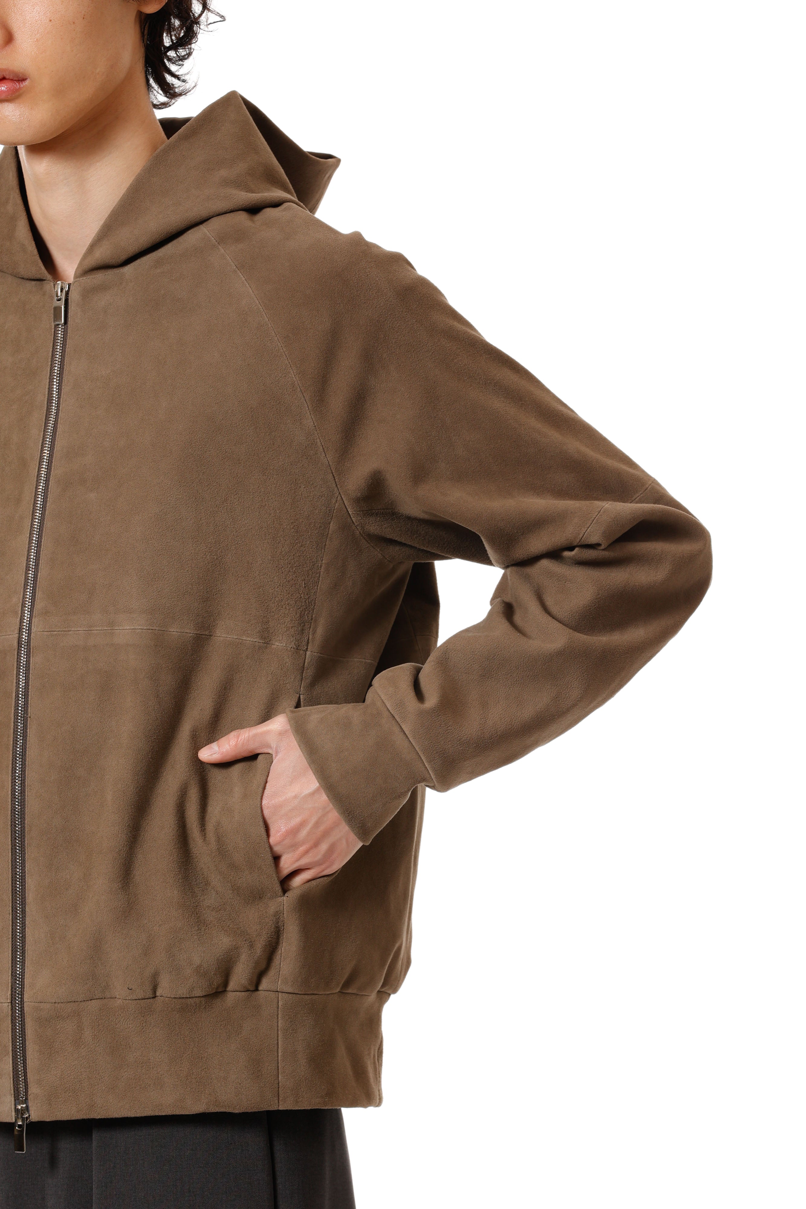 AB52-061 ストレッチシープレザー ジップアップフーディ