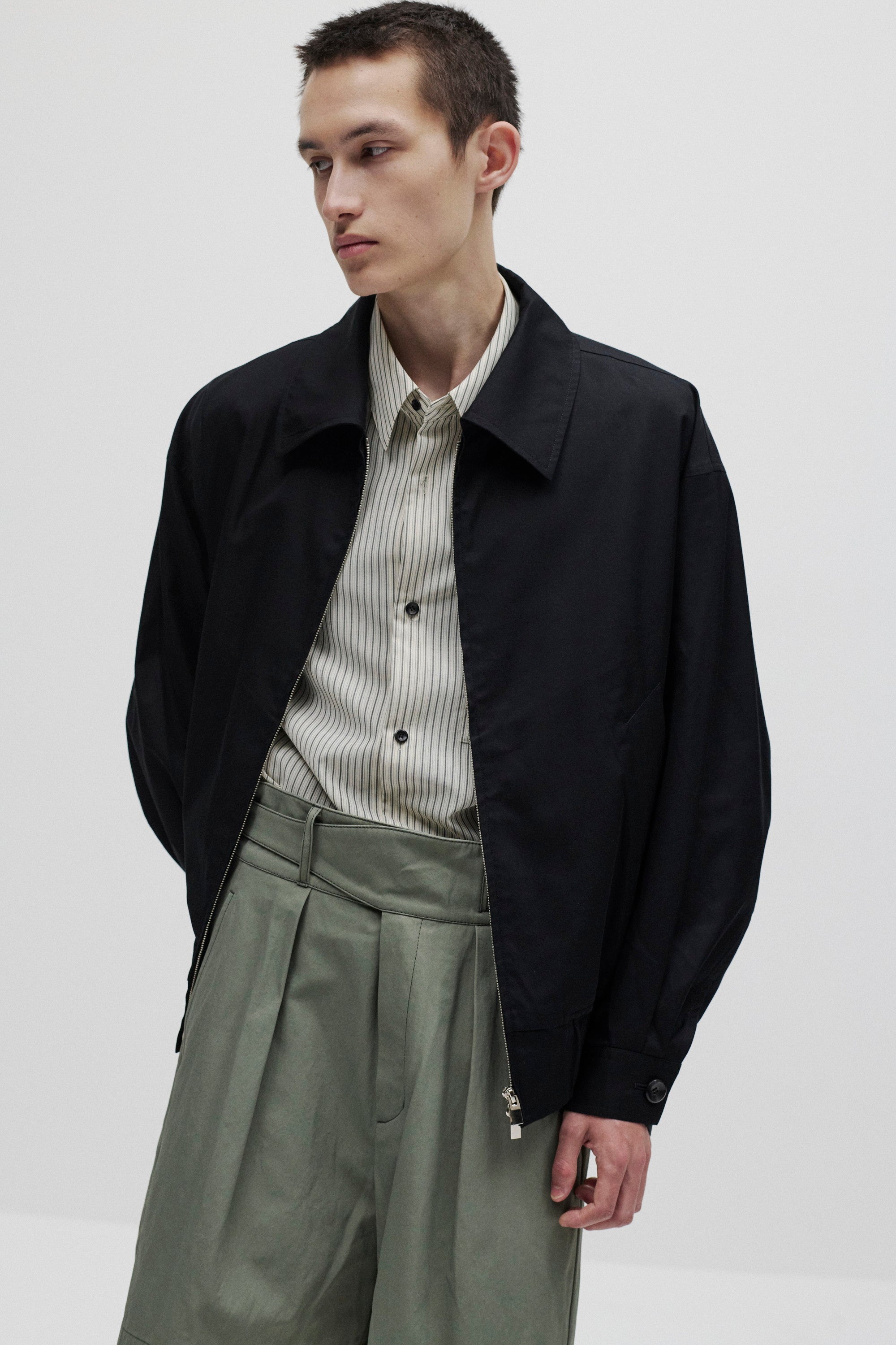 コットン/シルクギャバジン ハリントンジャケット