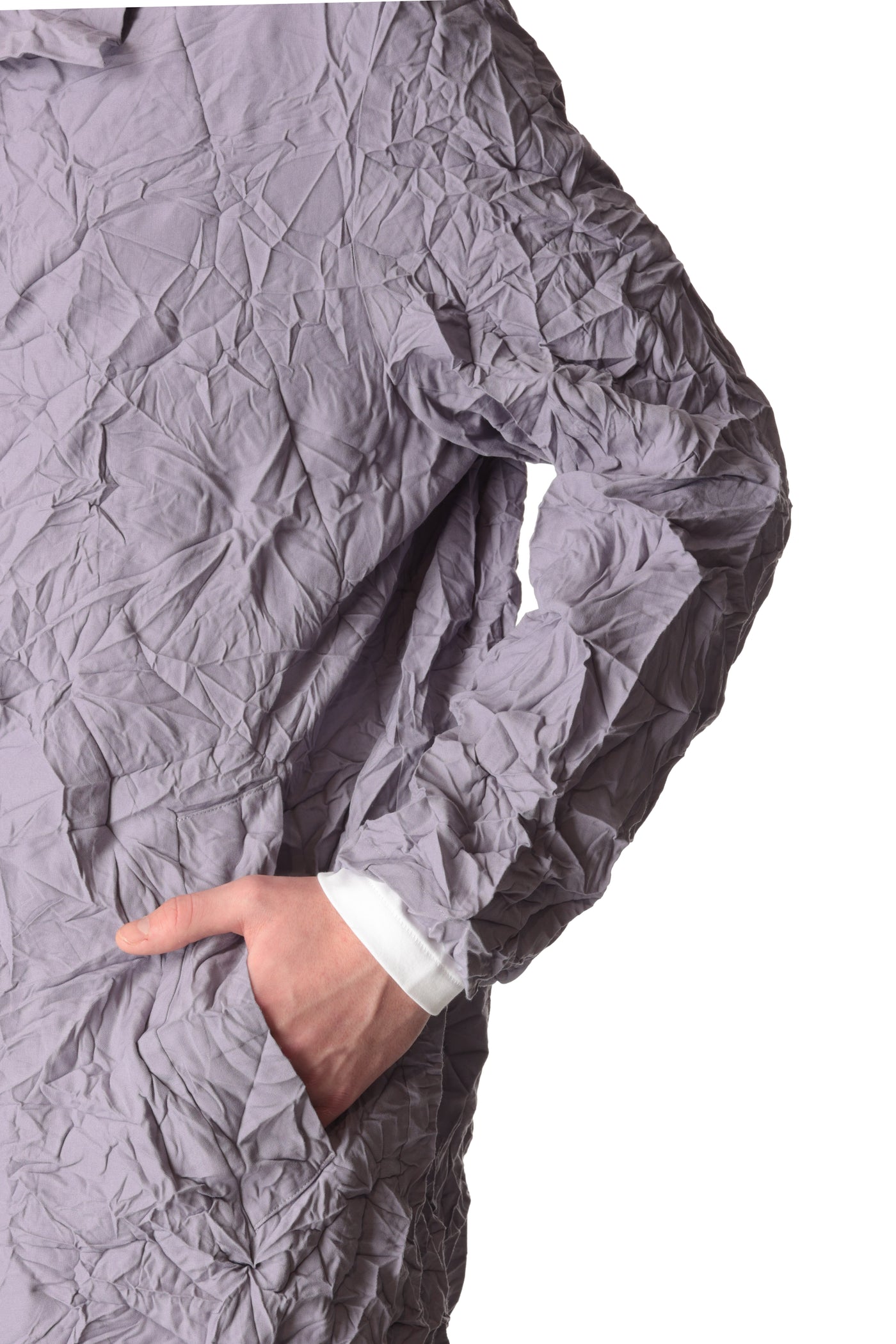 AC32-047 Polyester/Wool Poplin Wrinkled Coat
