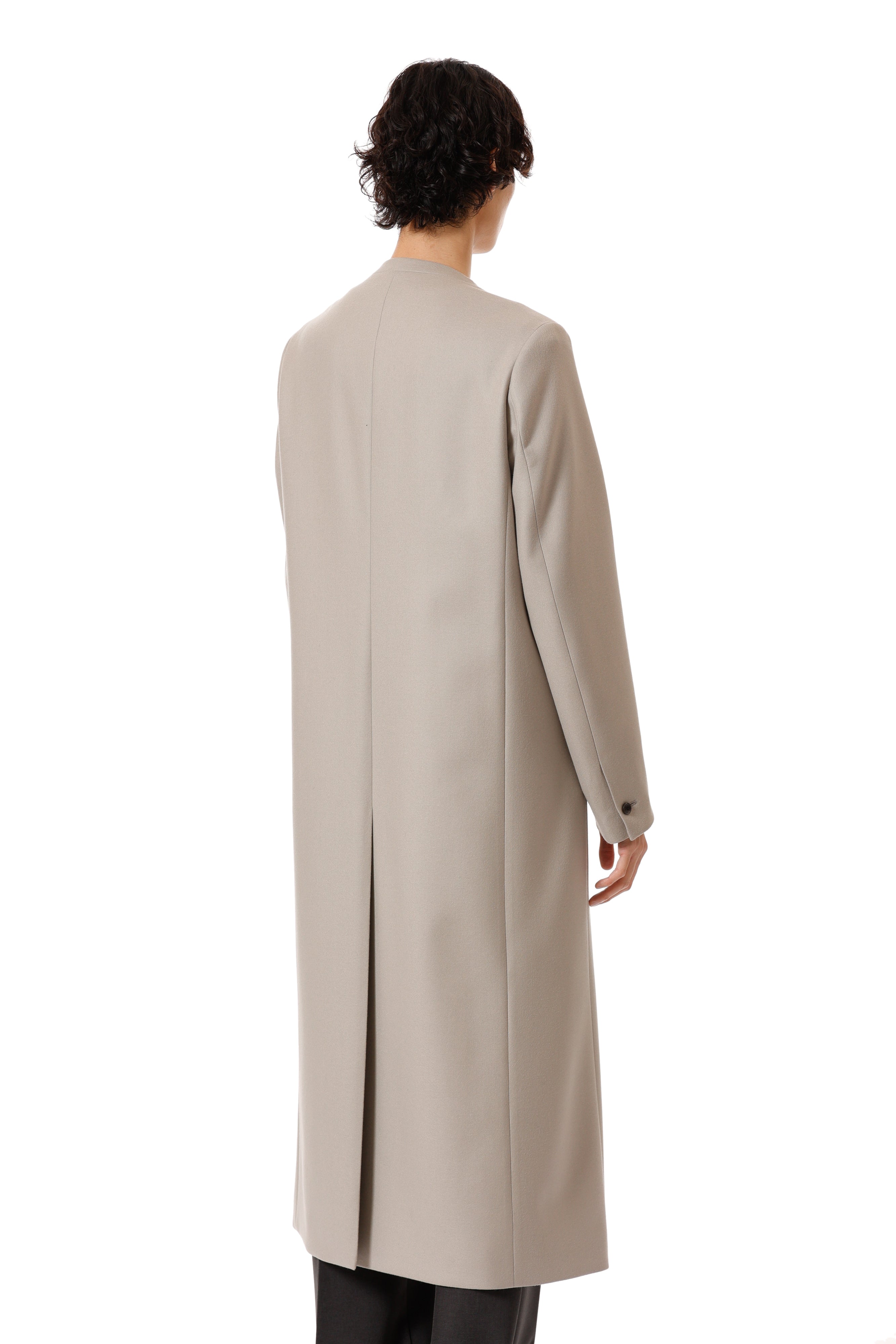 AC52-027 ウールダブルメルトン ノーカラーマキシコート