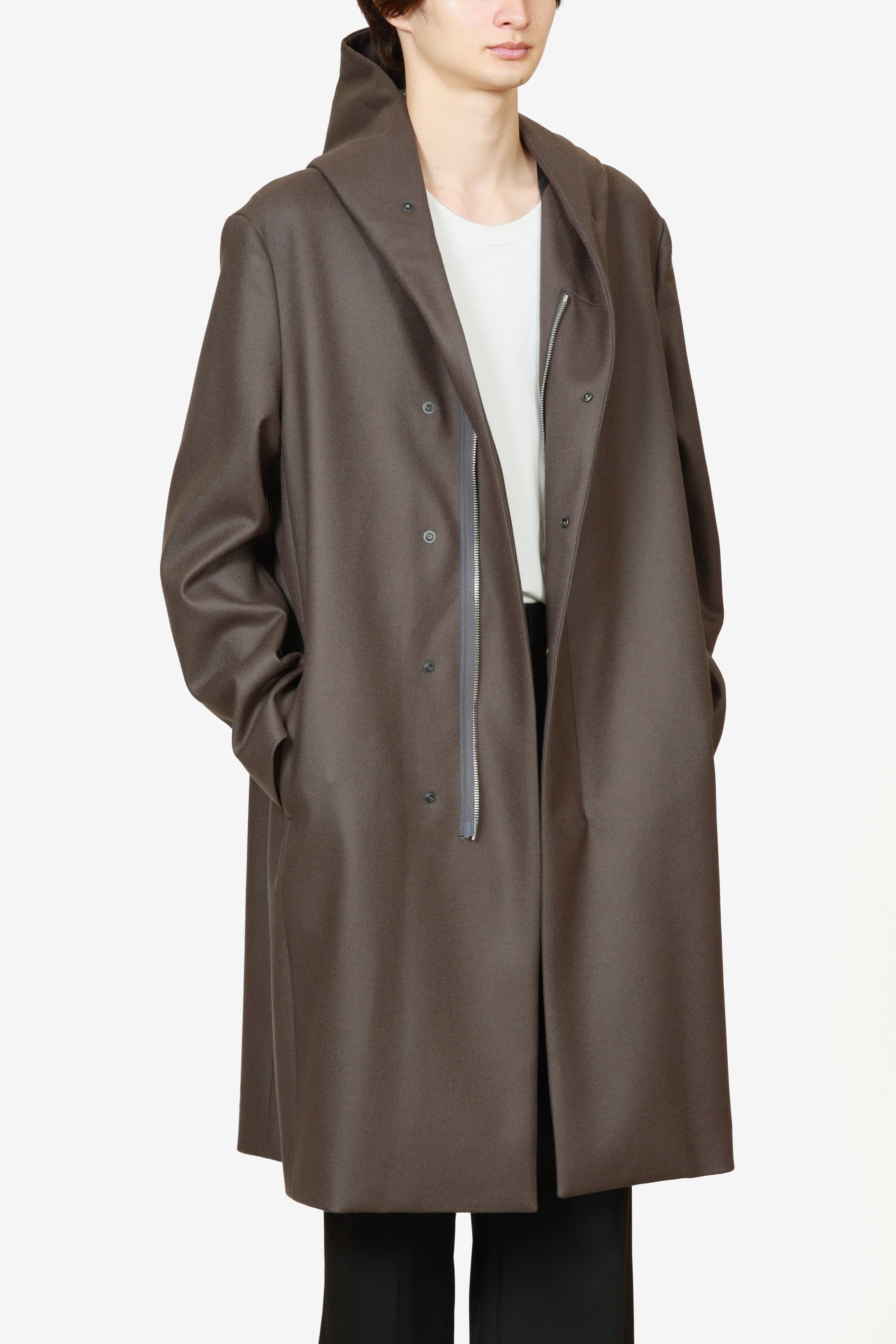 限定商品 AC52-118 ウールダブルメルトン ジップアップフーデットコート