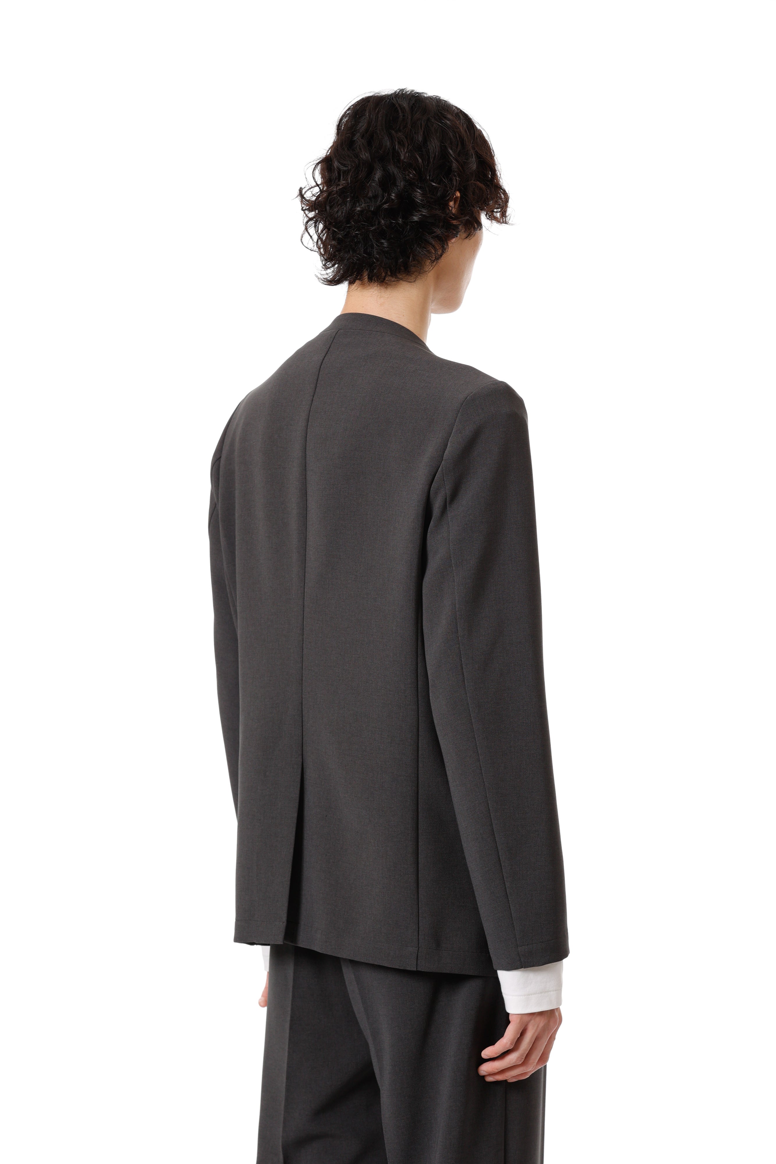 AG52-075 ポリエステルストレッチダブルクロス ノーカラージャケット