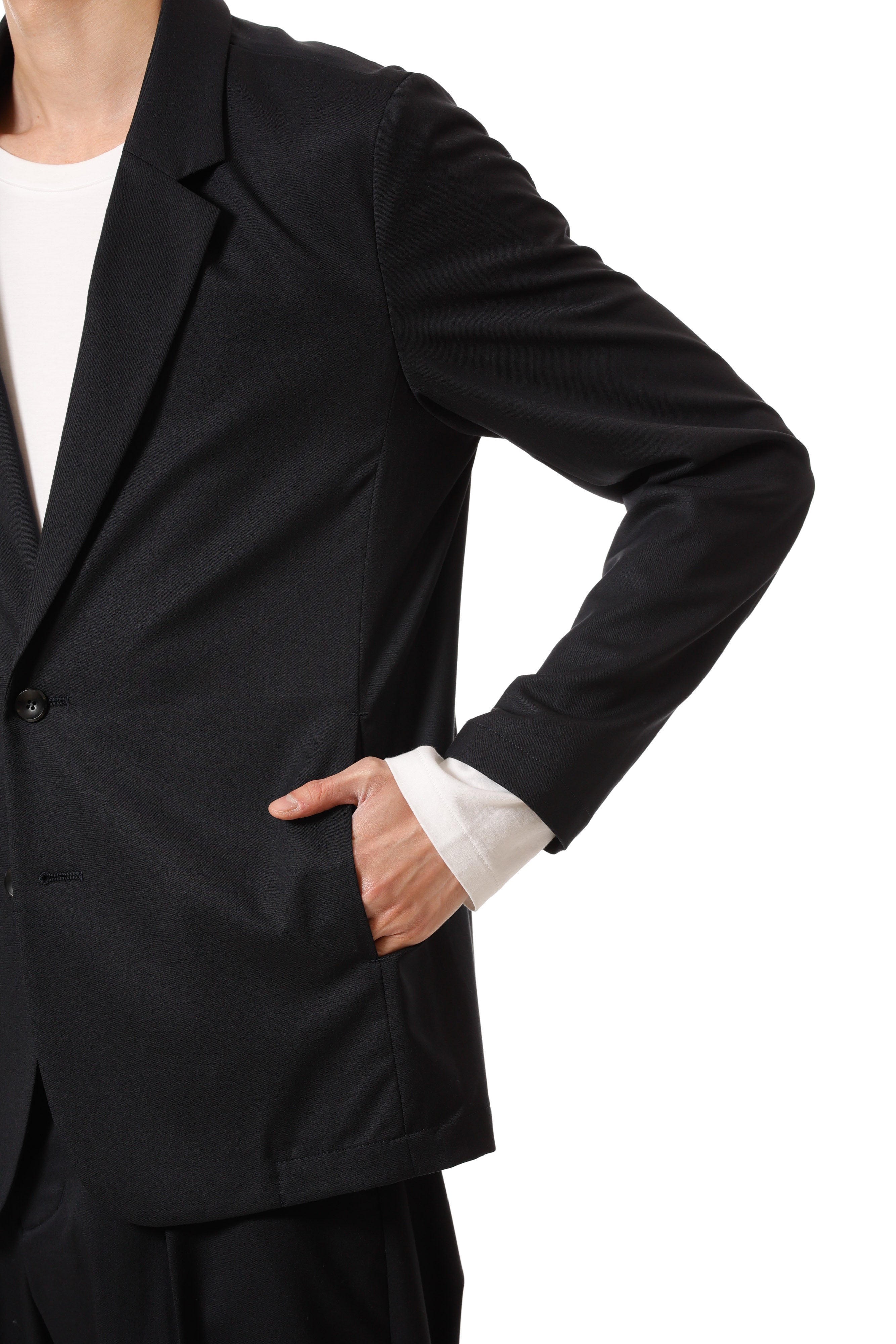 AG52-076 ポリエステル/ウール/シルクギャバジン 2Bジャケット