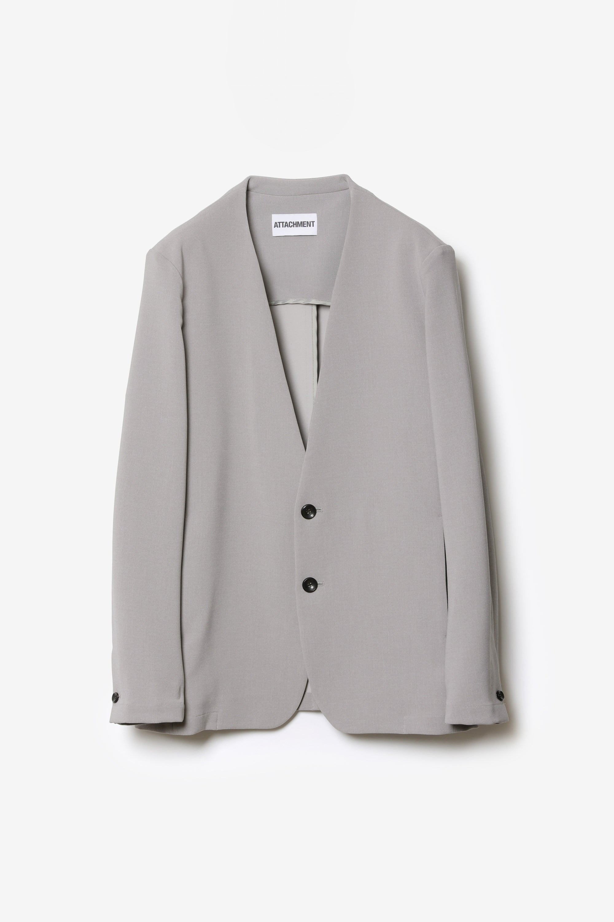 ポリエステルストレッチダブルクロス カラーレスジャケット