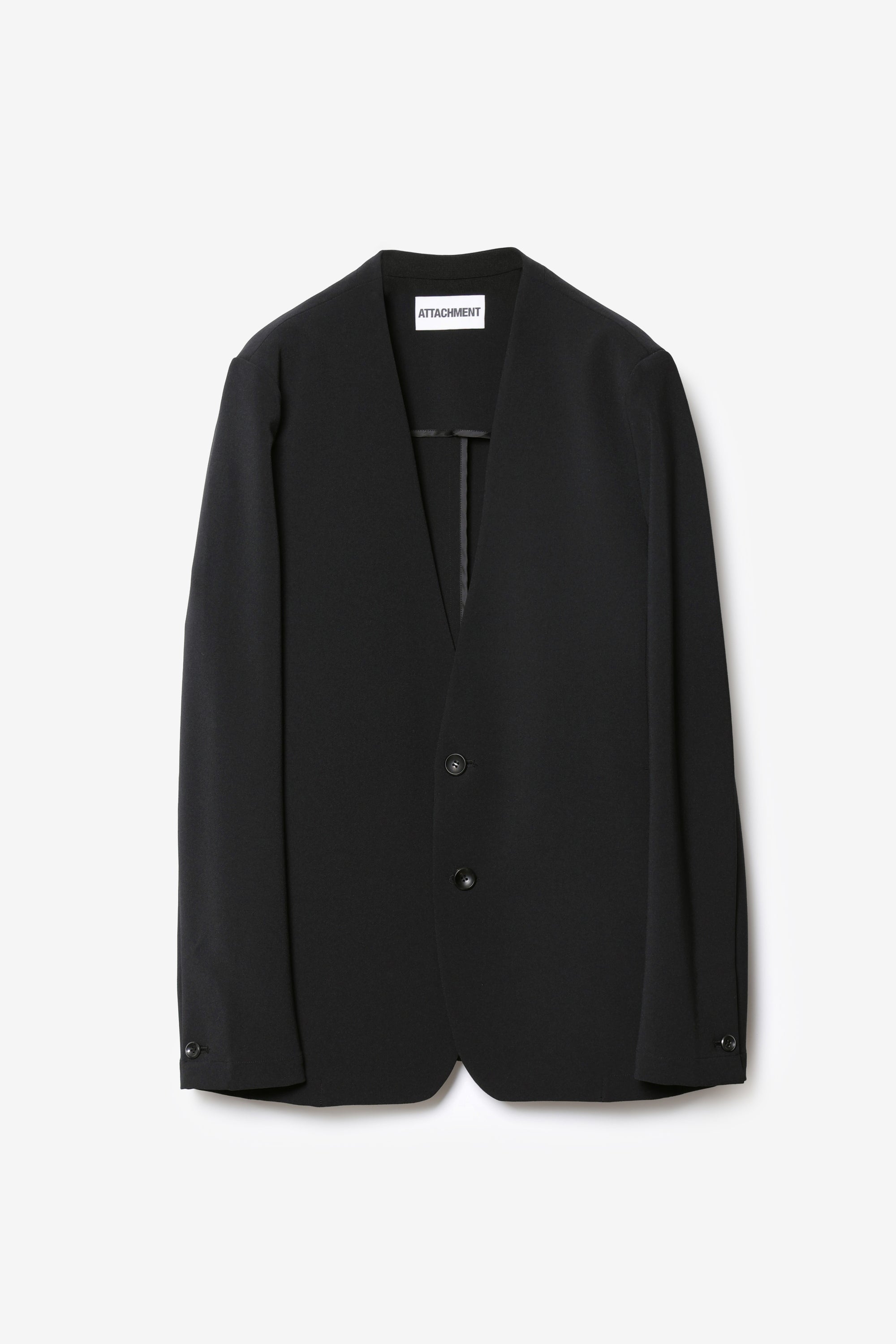 ポリエステルストレッチダブルクロス カラーレスジャケット