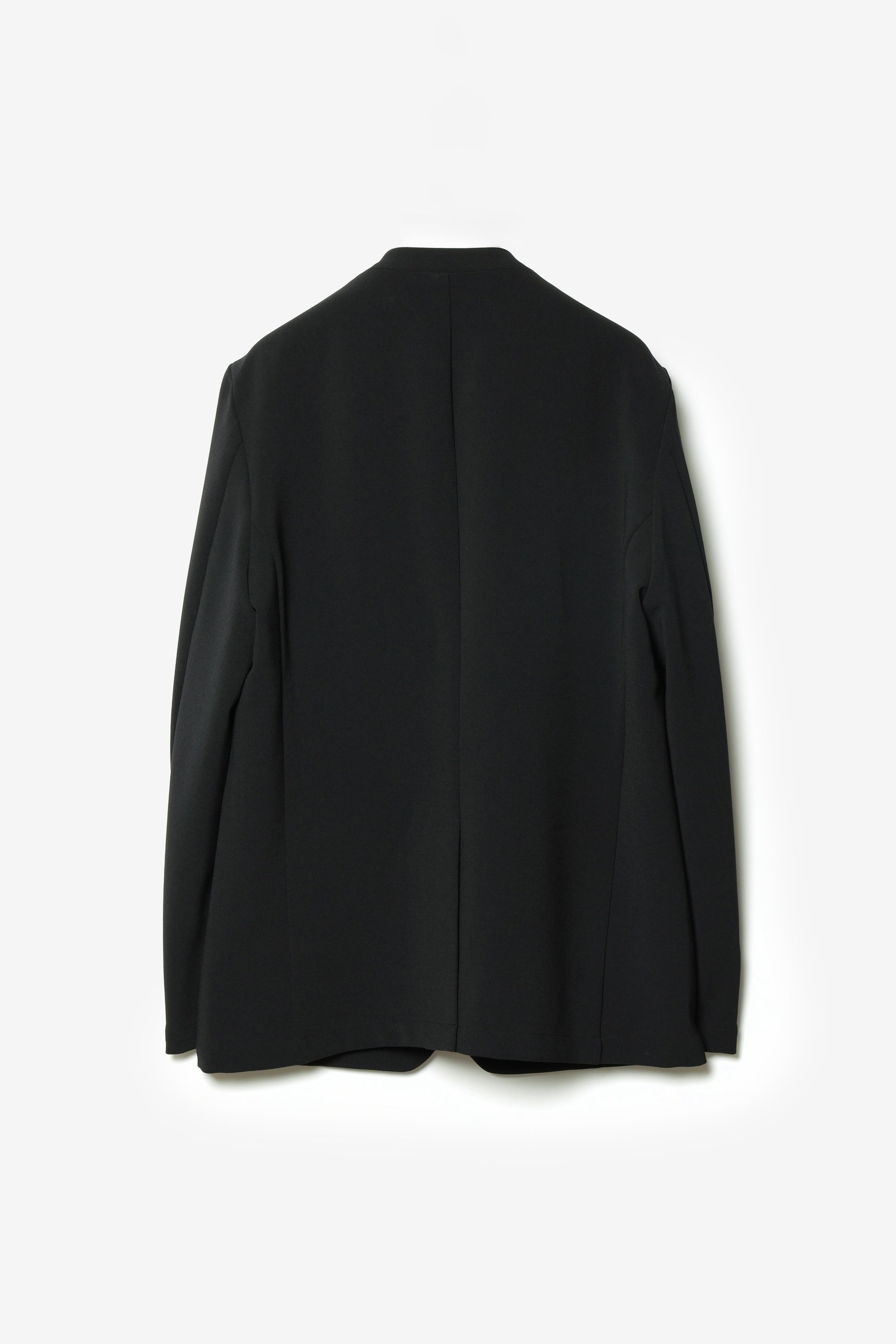 ポリエステルストレッチダブルクロス カラーレスジャケット