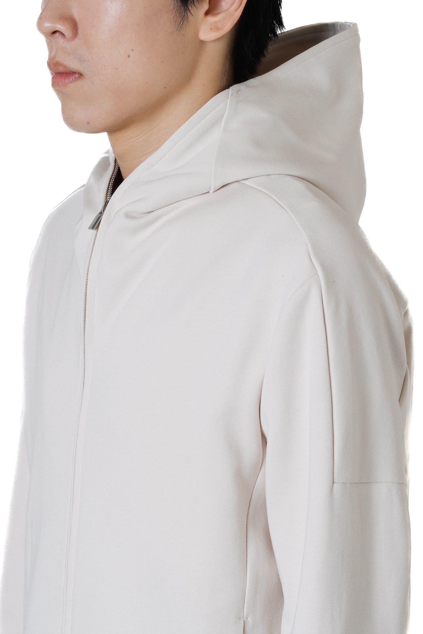 Limited product AJ32-036 Cotton/polyester cardboard knit zip-up hoodie