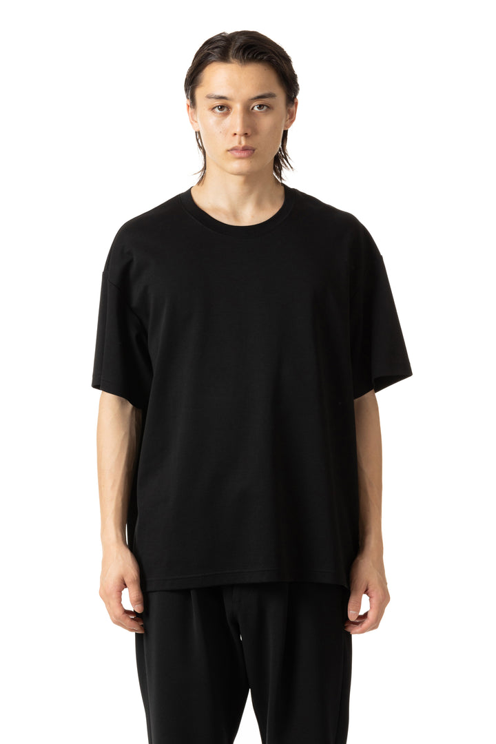 新品コットンダブルフェイス オーバーサイズTシャツ ブラック AJ51-051 コットンダブルフェイス オーバーサイズTシャツ