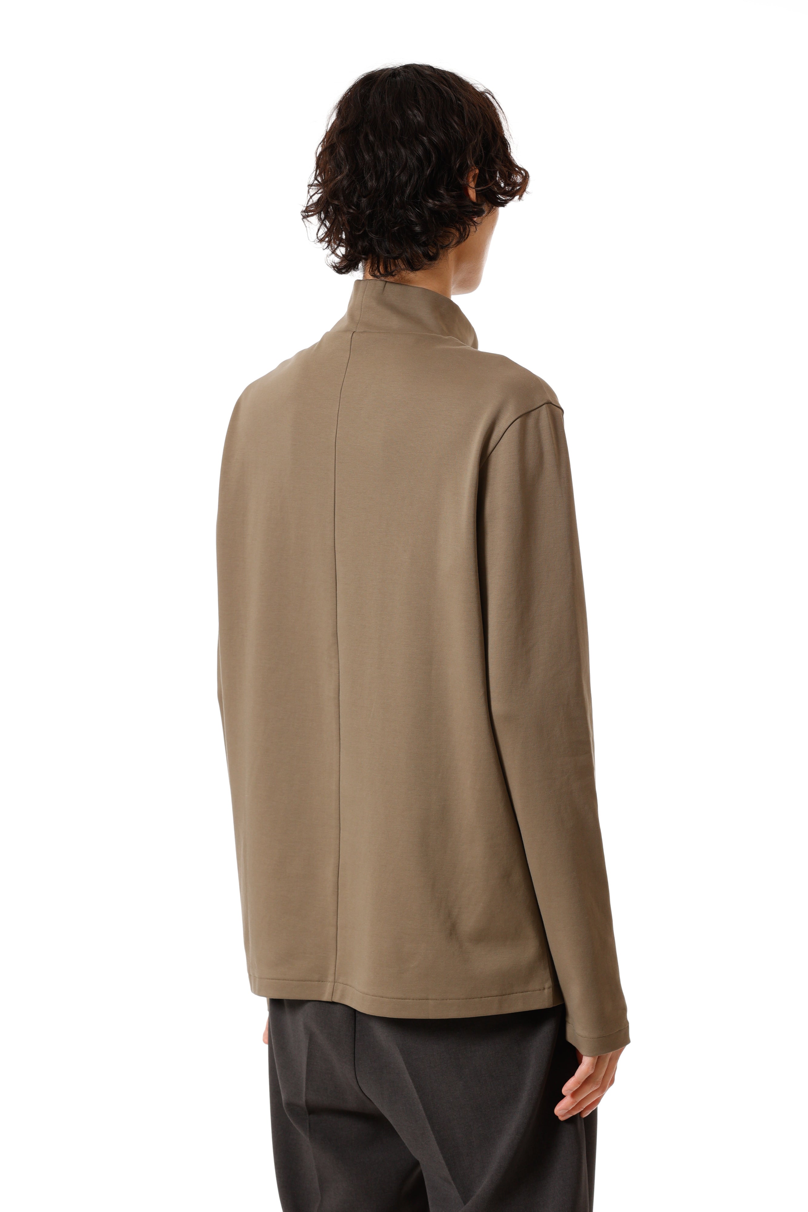 AJ52-087 コットンダブルフェイス スリムフィットハイネックL/S カットソー