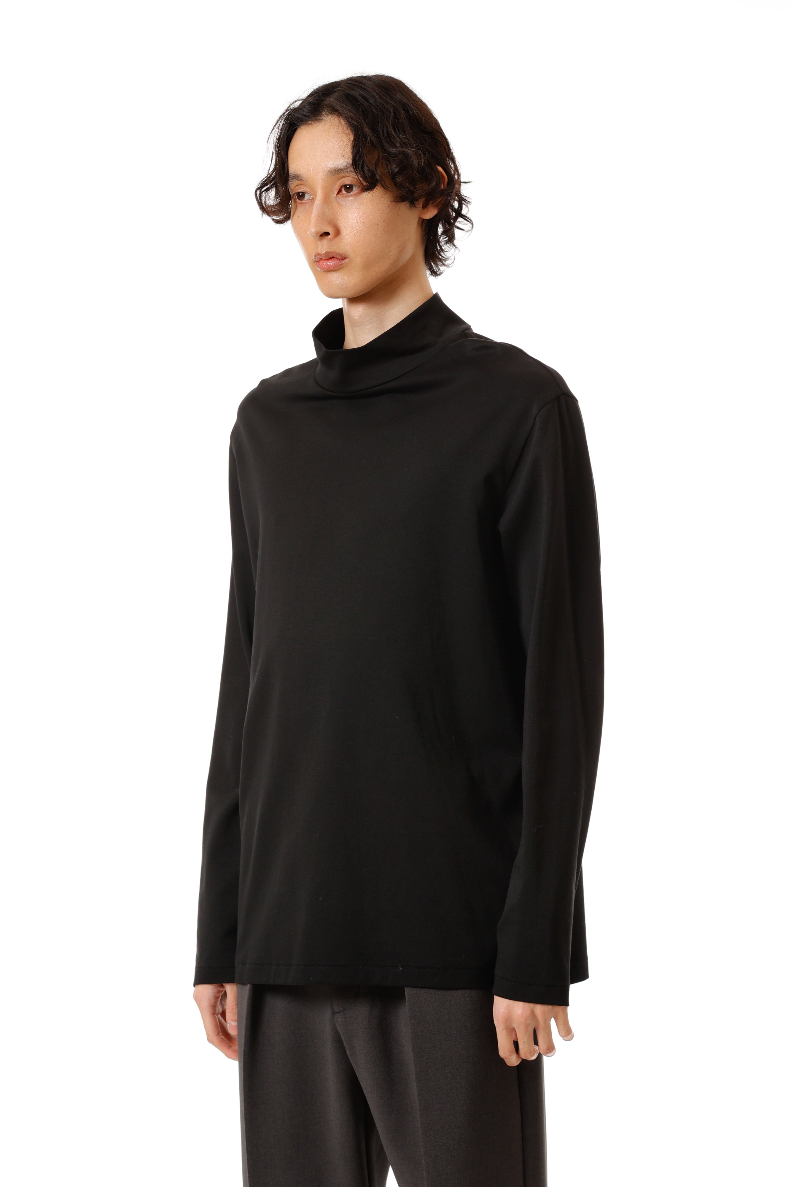 AJ52-087 コットンダブルフェイス スリムフィットハイネックL/S カットソー