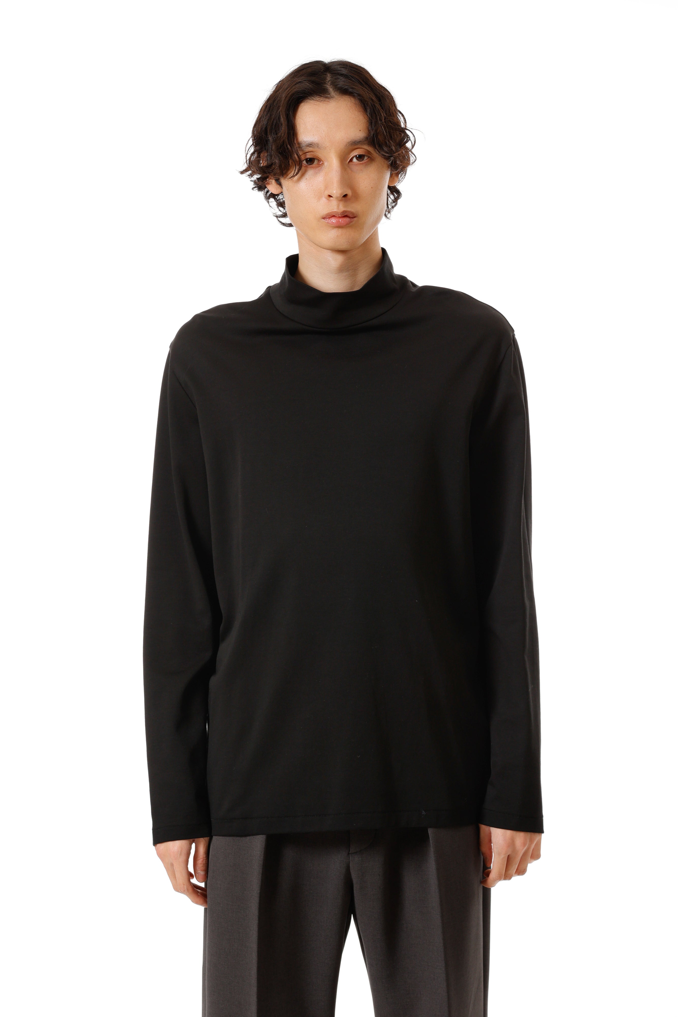 AJ52-087 コットンダブルフェイス スリムフィットハイネックL/S カットソー