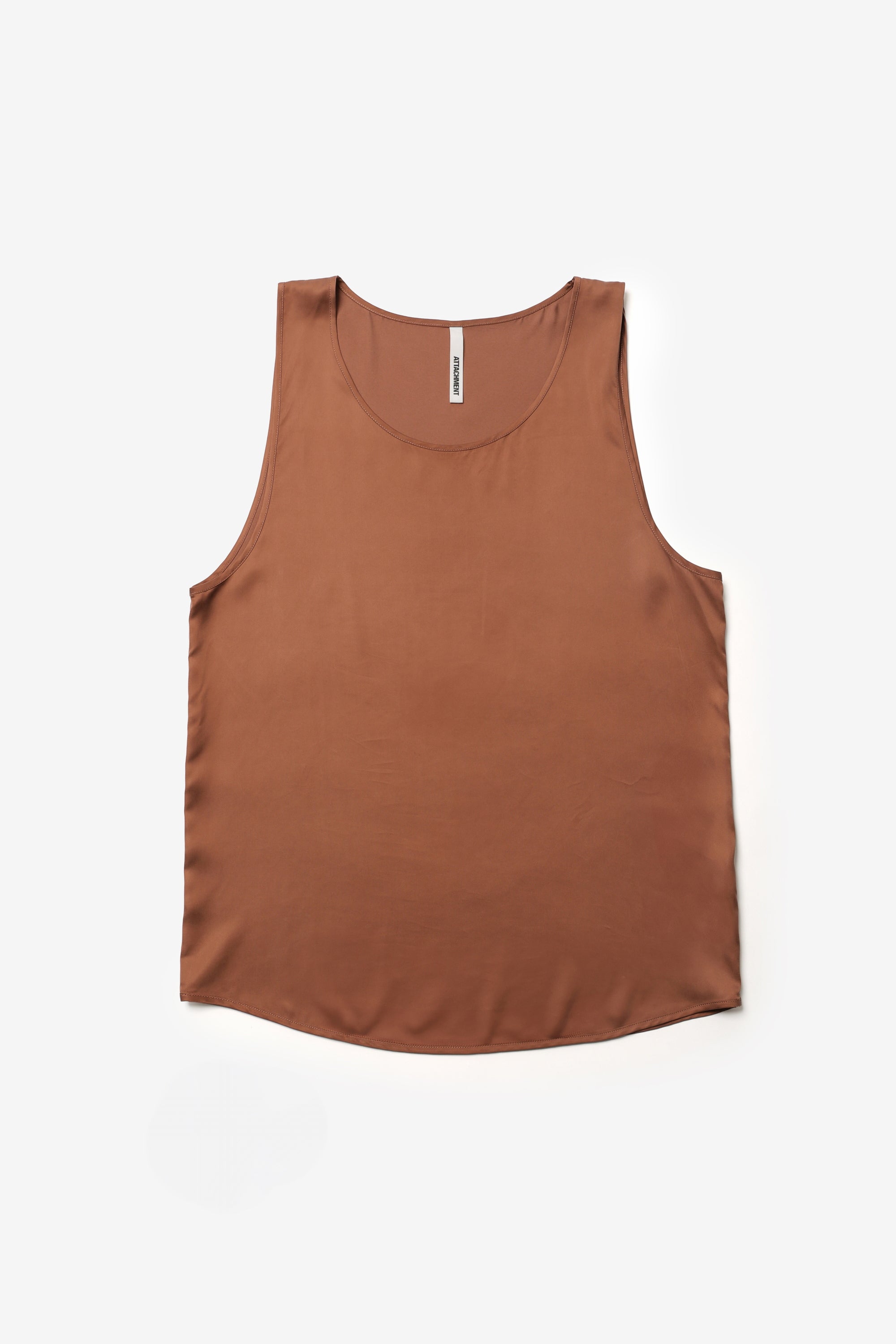 キュプラ/ポリエステル フィブリルサテン ワイドタンクトップ