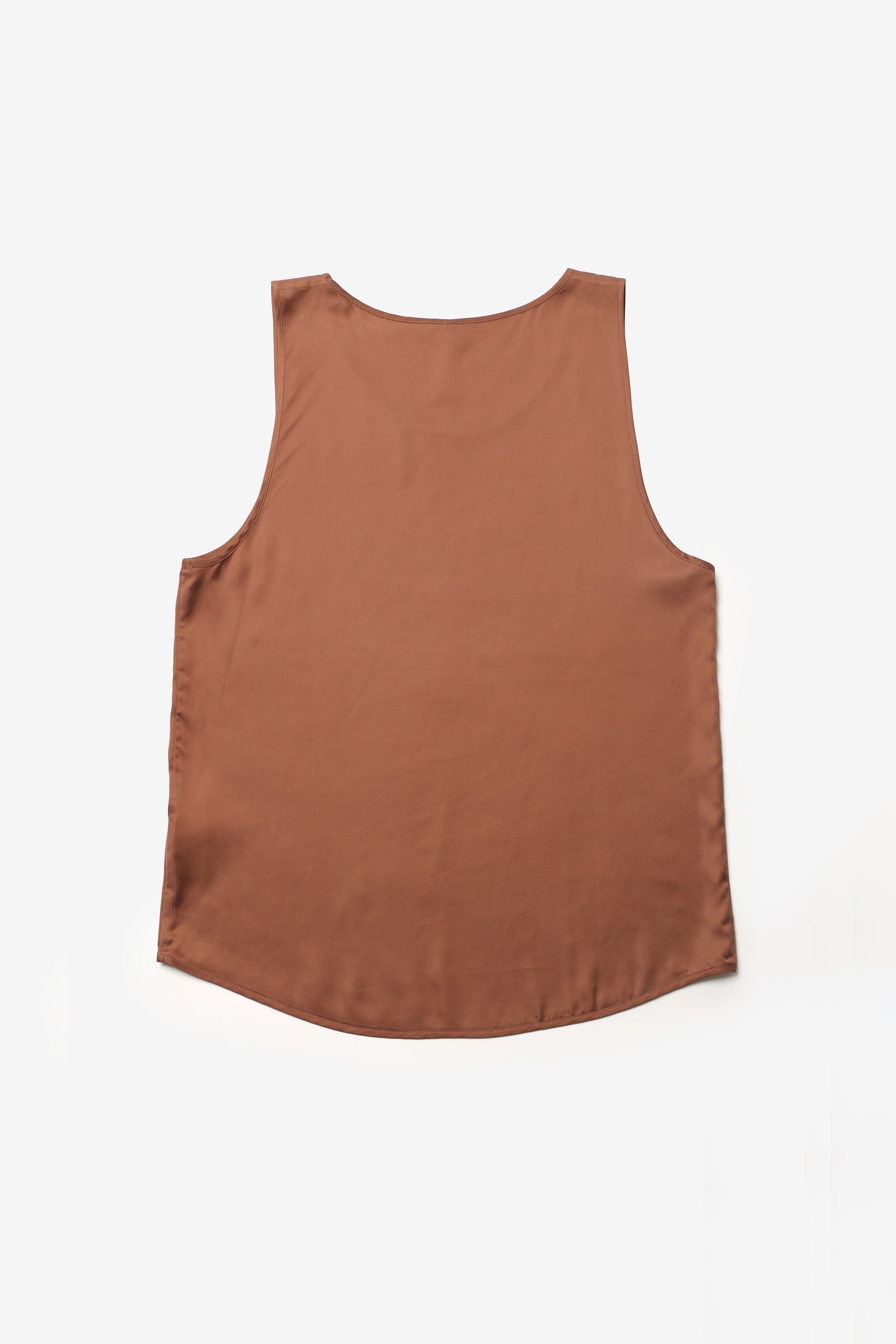 キュプラ/ポリエステル フィブリルサテン ワイドタンクトップ