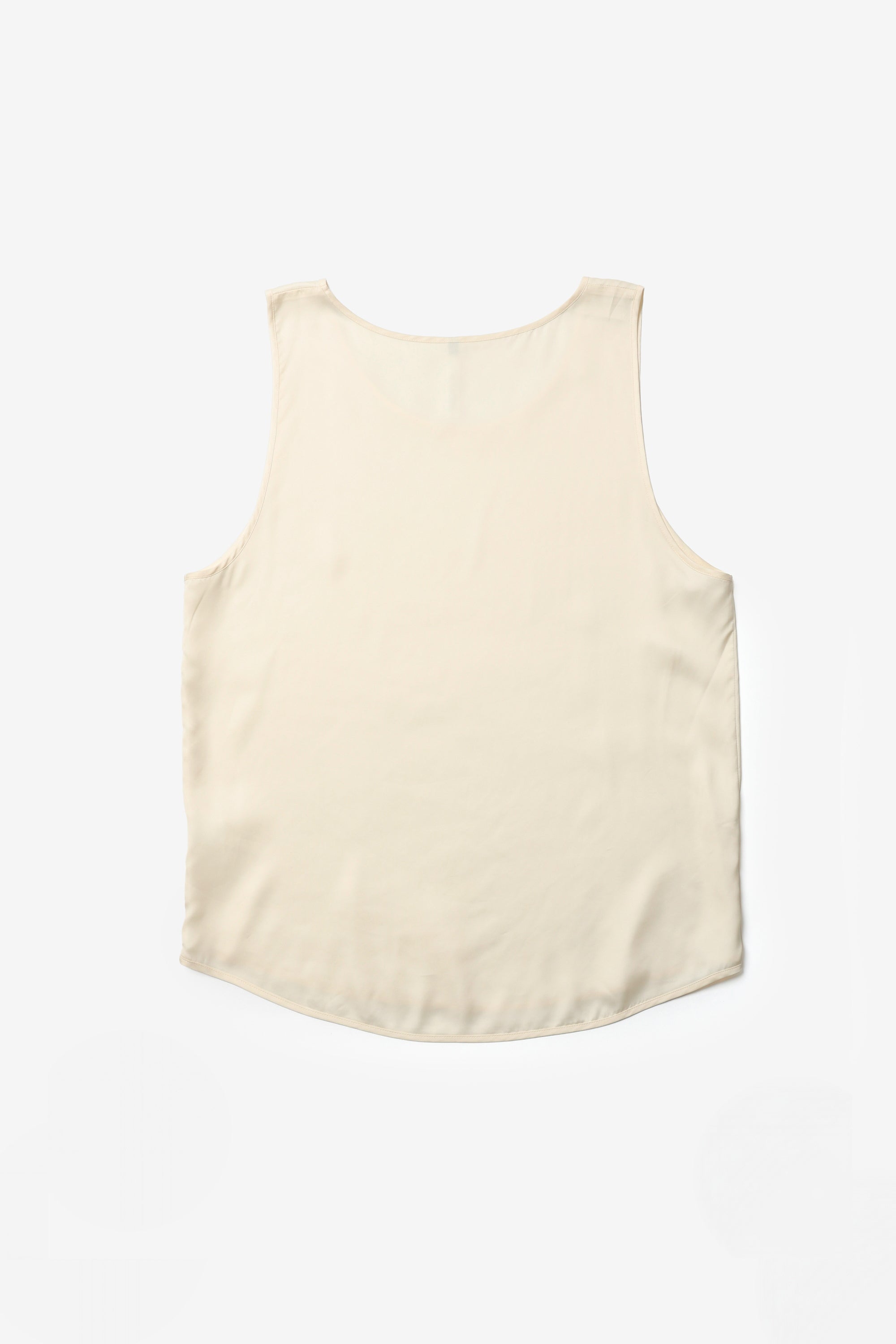 キュプラ/ポリエステル フィブリルサテン ワイドタンクトップ