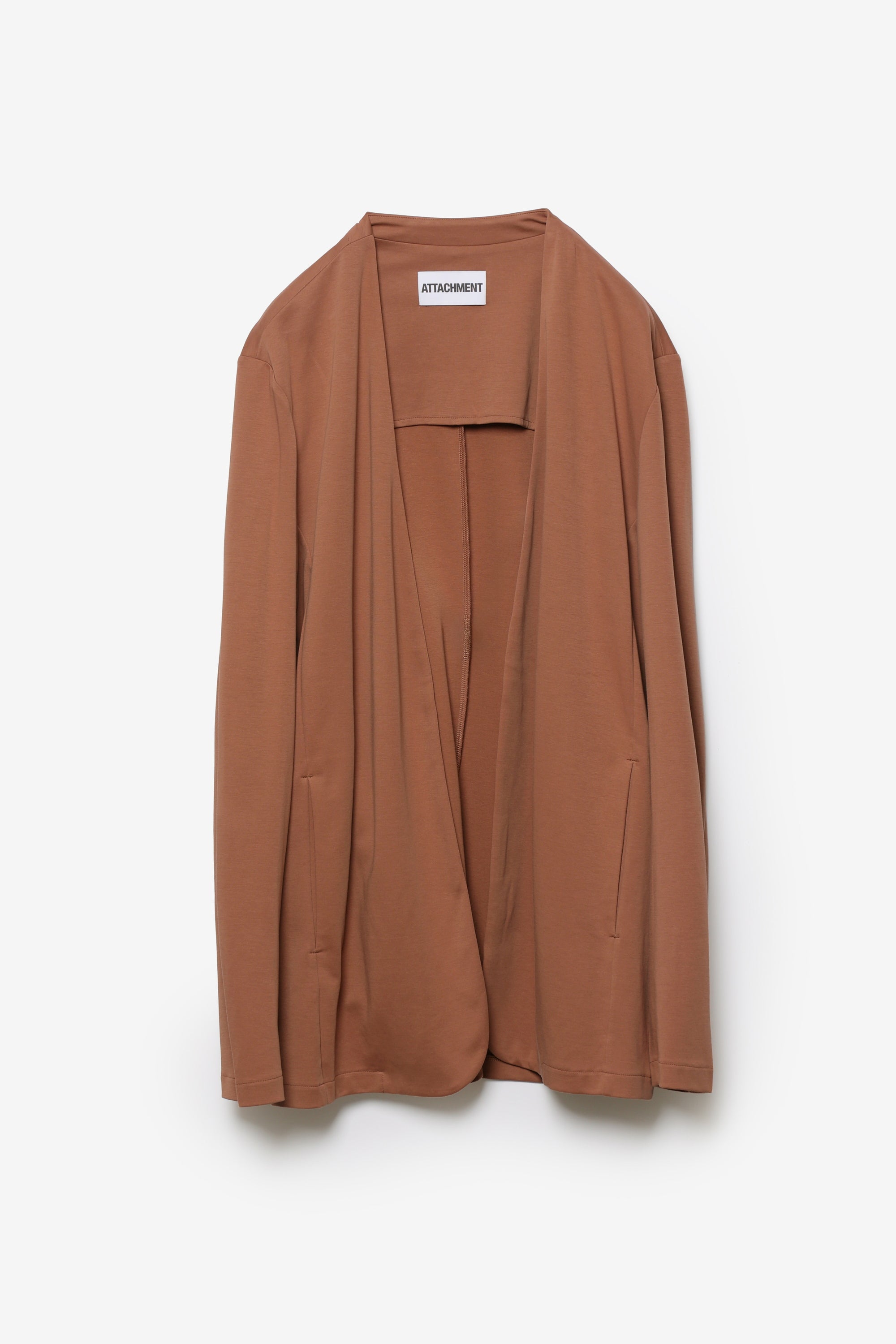 コットンダブルフェイス ノーカラーカーディガン