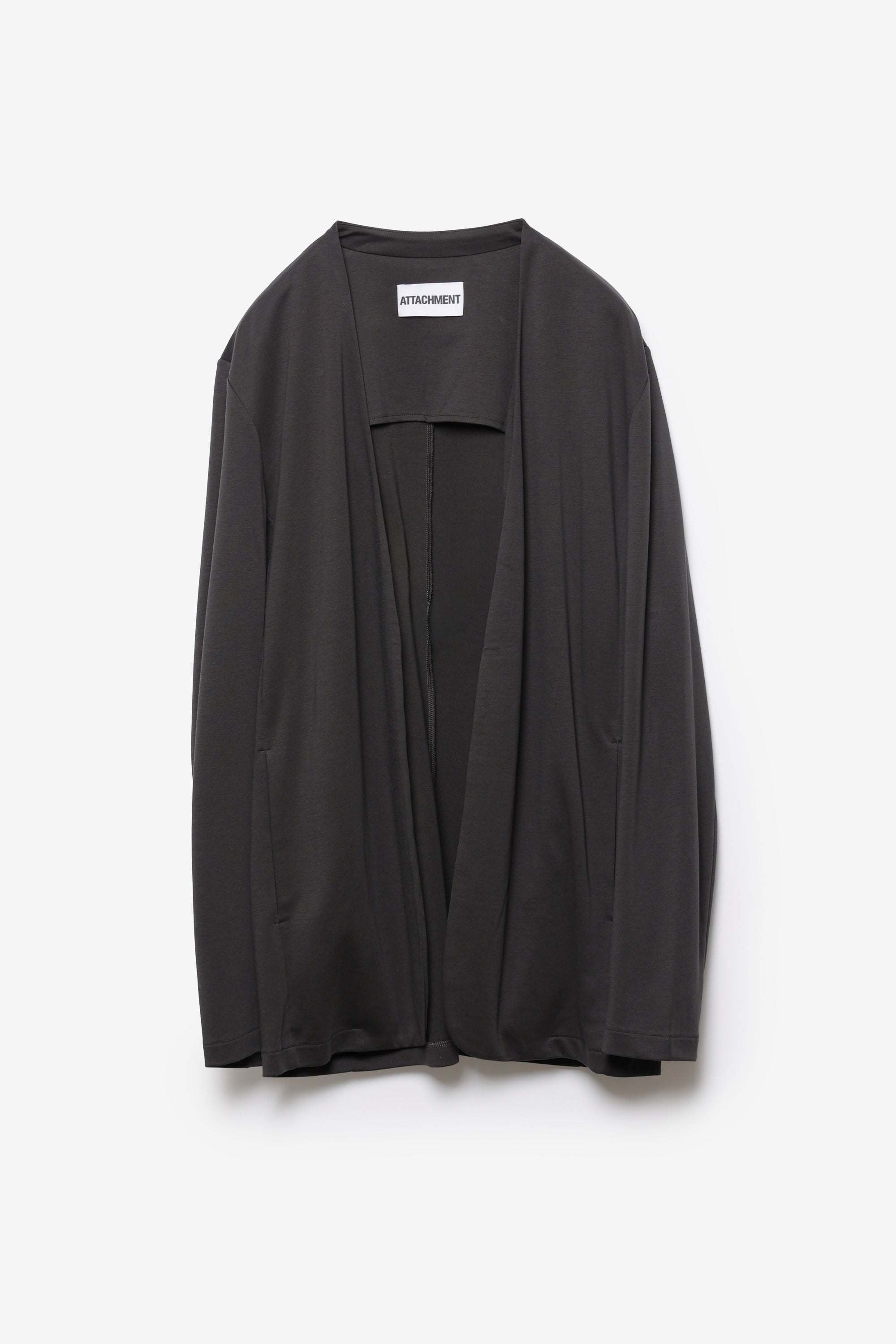 コットンダブルフェイス ノーカラーカーディガン