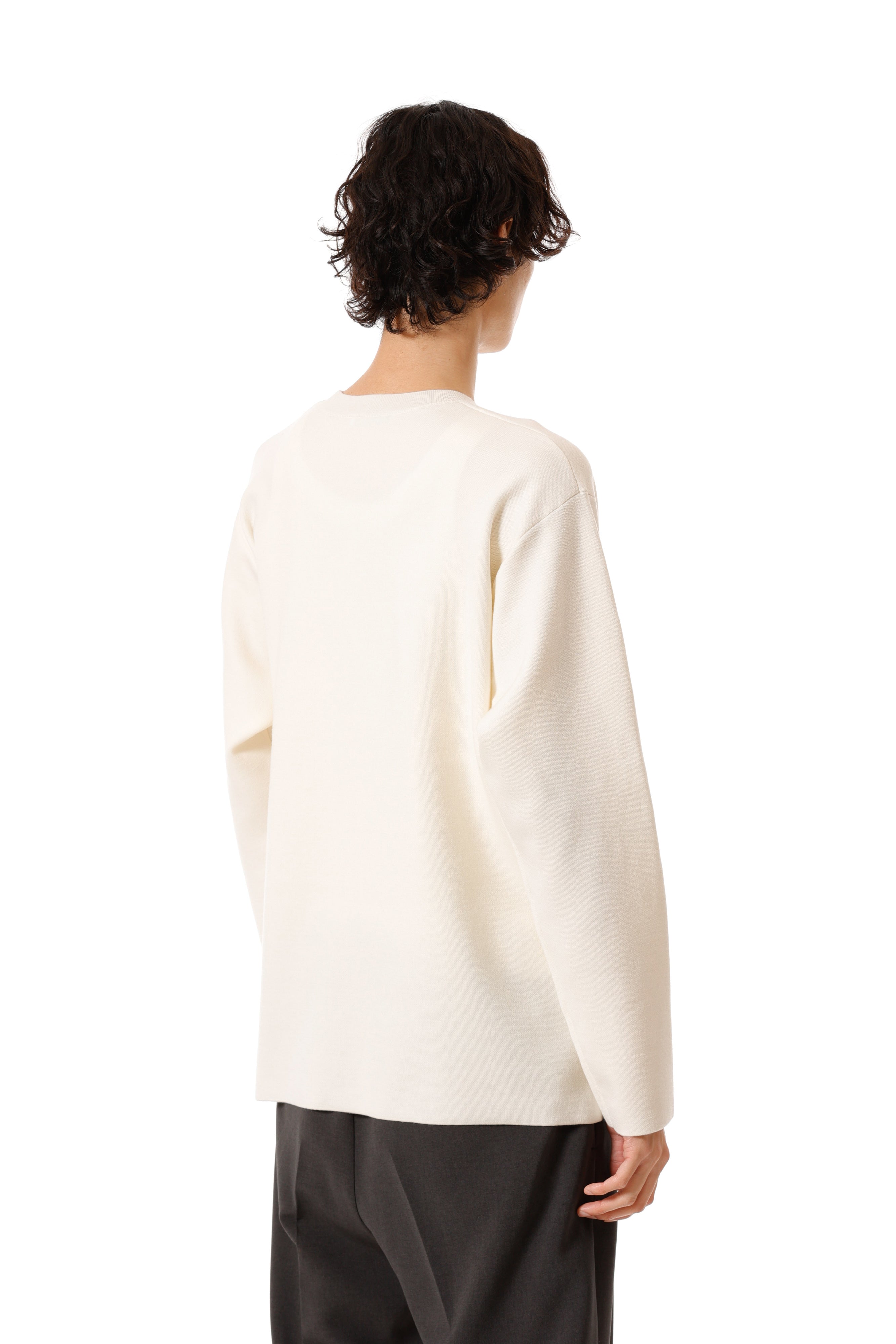 AK52-033 ウール×ポリエステルダブルフェイスニット クルーネックプルオーバー