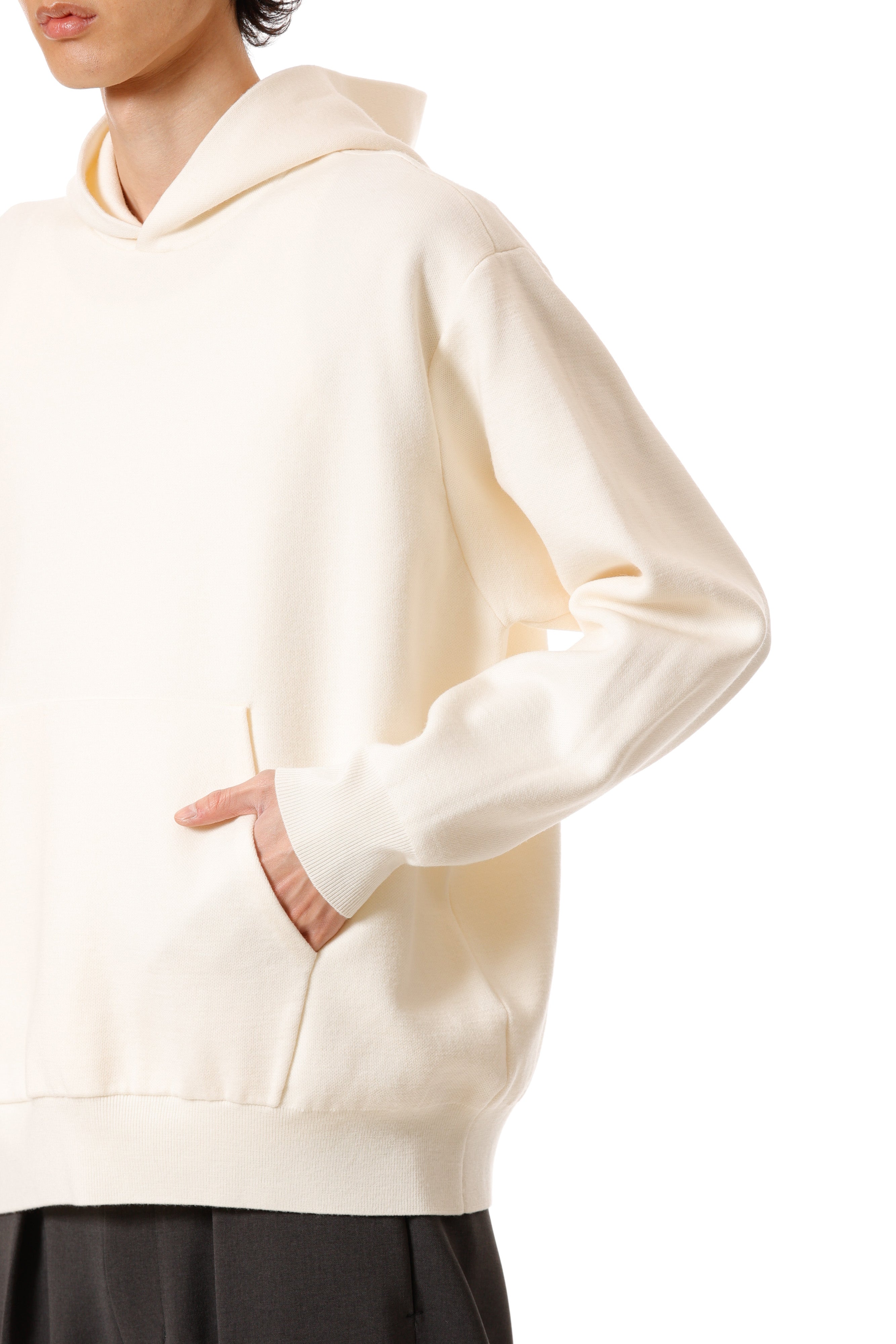 AK52-034 ウール×ポリエステルダブルフェイスニット フーディ