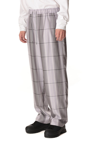 AP32-059 Rayon ombre check layered easy pants