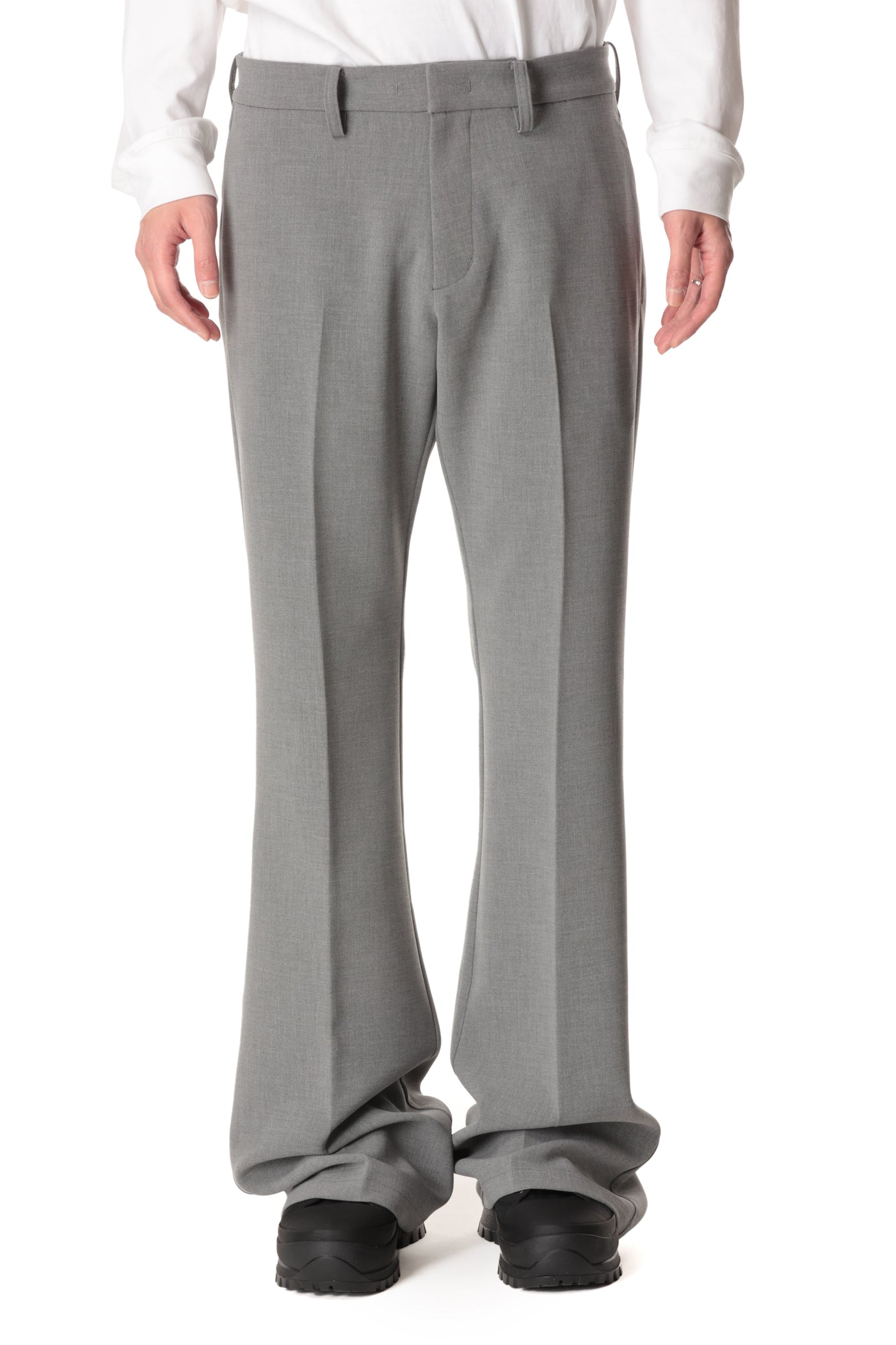 AP32-068 Polyester stretch double cross flare pants